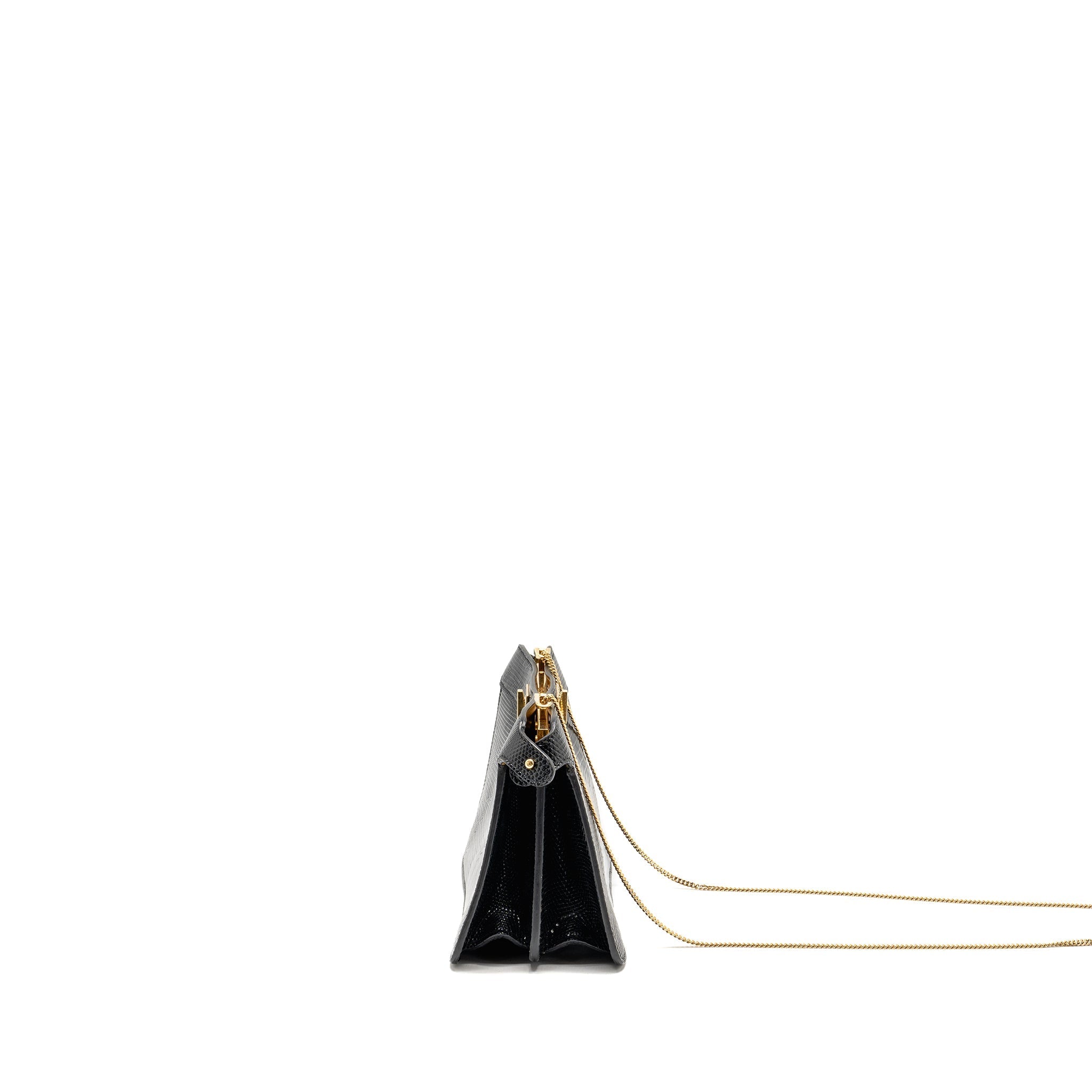FENDI PEEKABOO I SEE YOU BAG LIZARD BLACK GHW