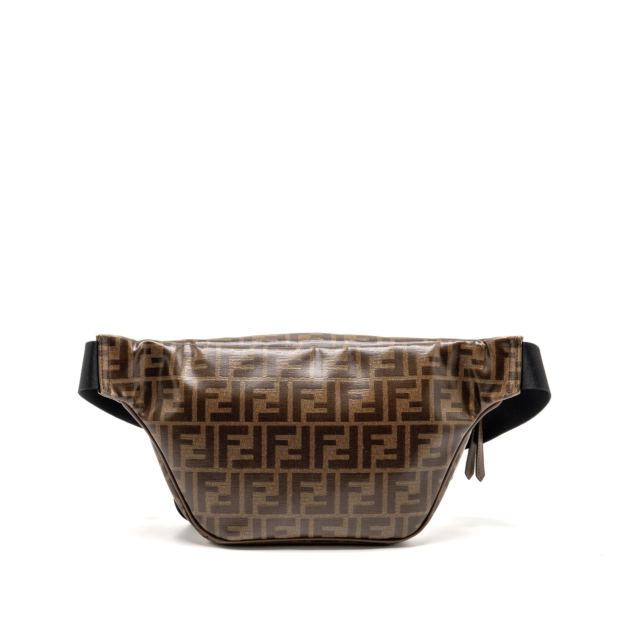 FENDI ROMA FENDI WAIST BAG FF CANVAS BROWN GHW