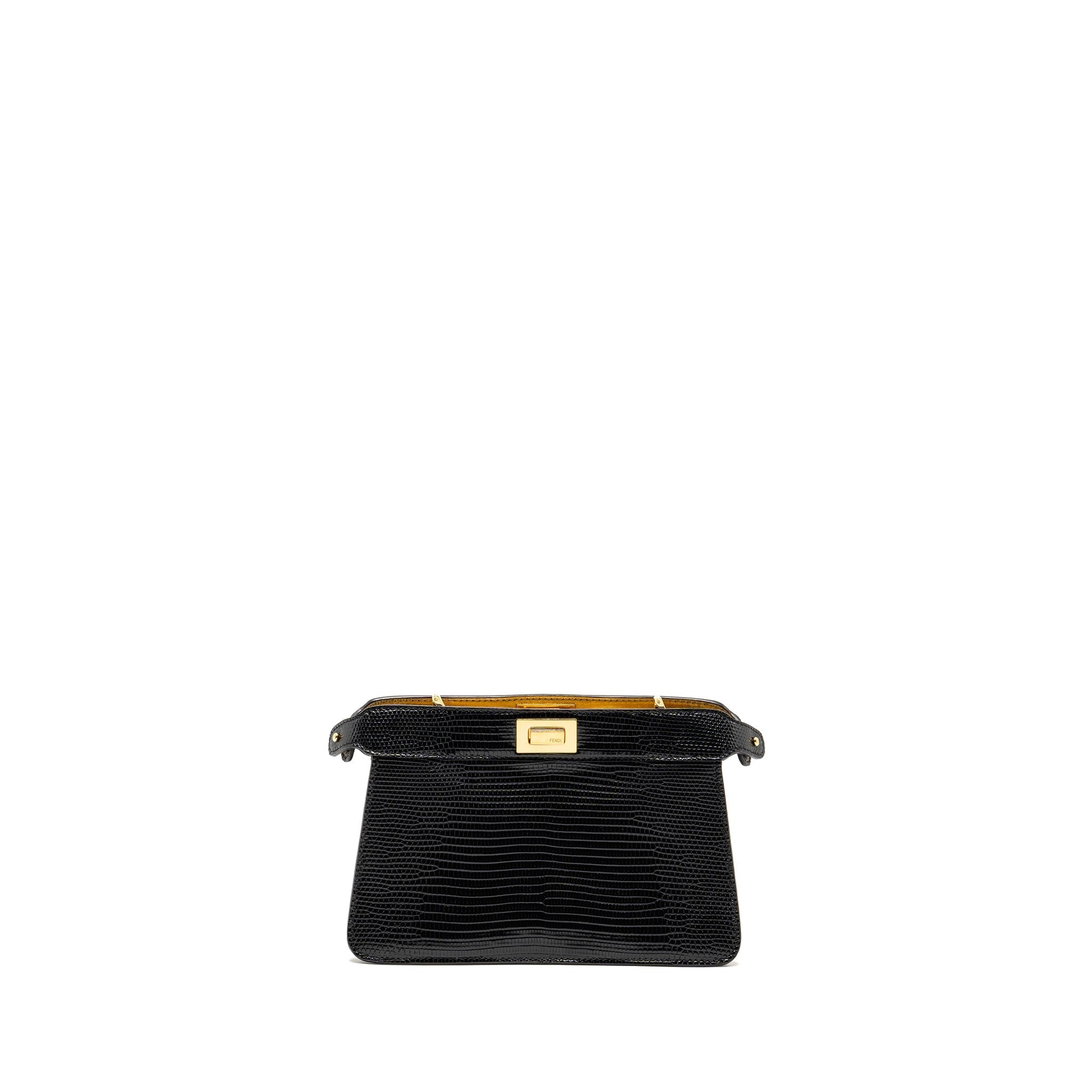 FENDI PEEKABOO I SEE YOU BAG LIZARD BLACK GHW