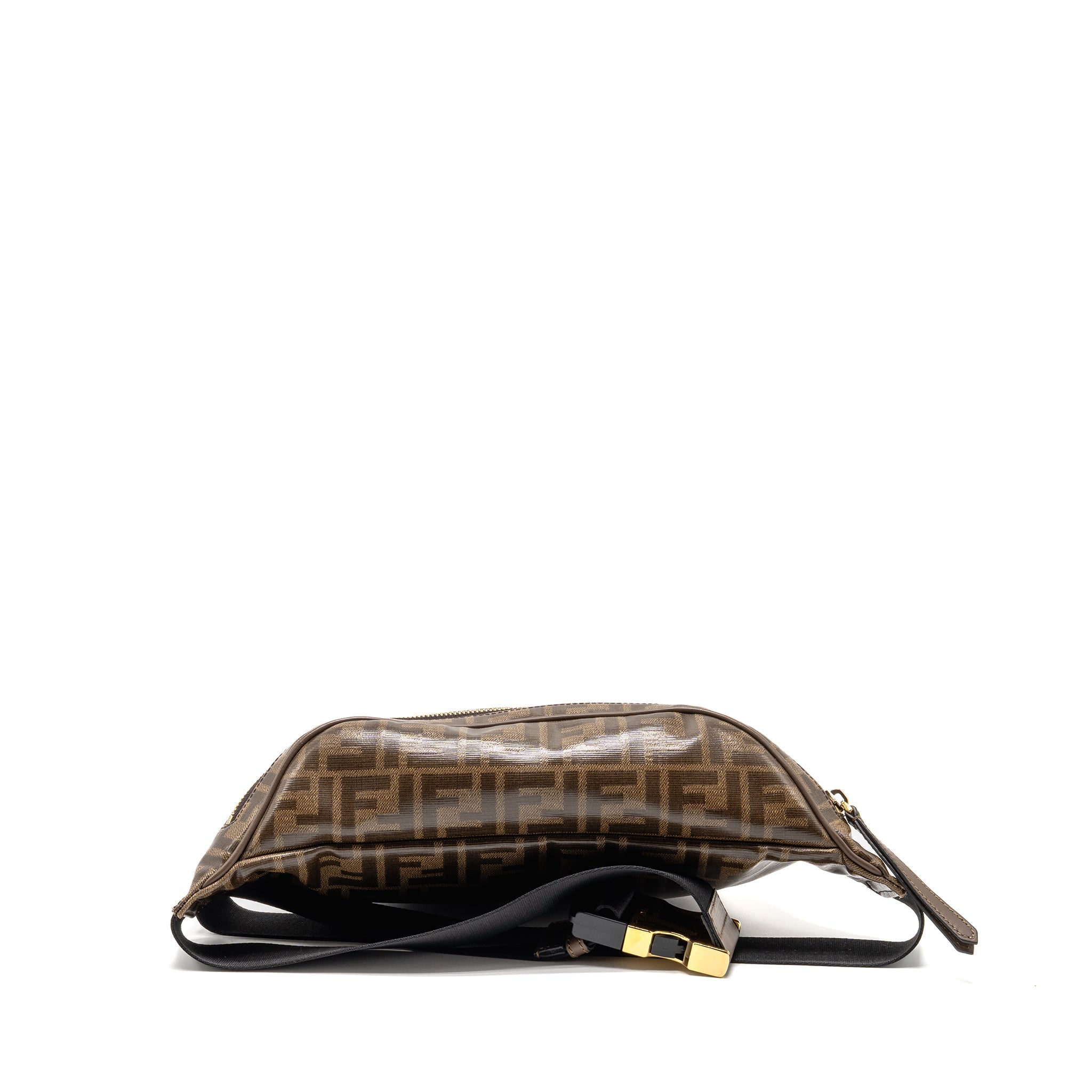 FENDI ROMA FENDI WAIST BAG FF CANVAS BROWN GHW