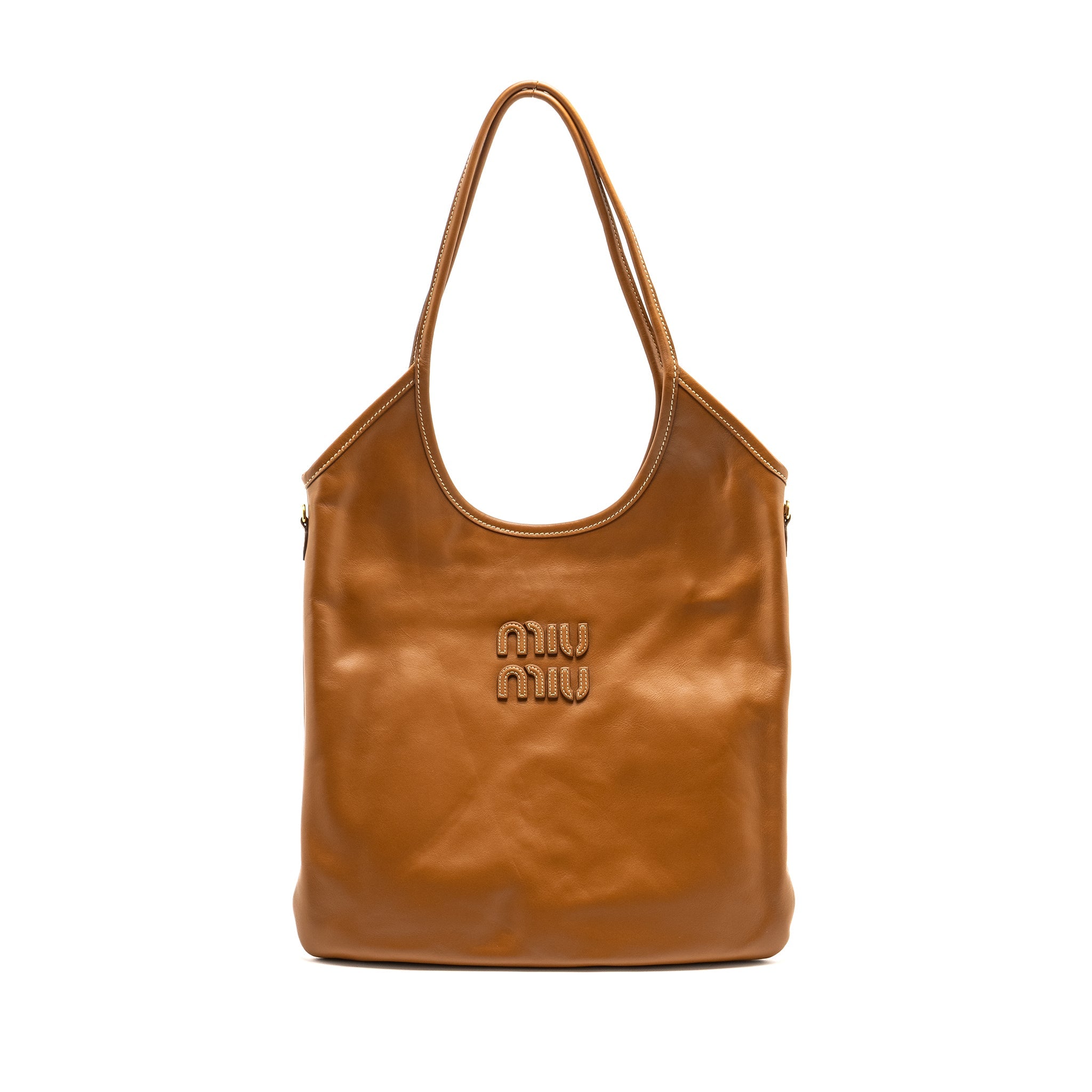 MIU MIU IVY LEATHER BAG CALFSKIN CARAMEL GHW