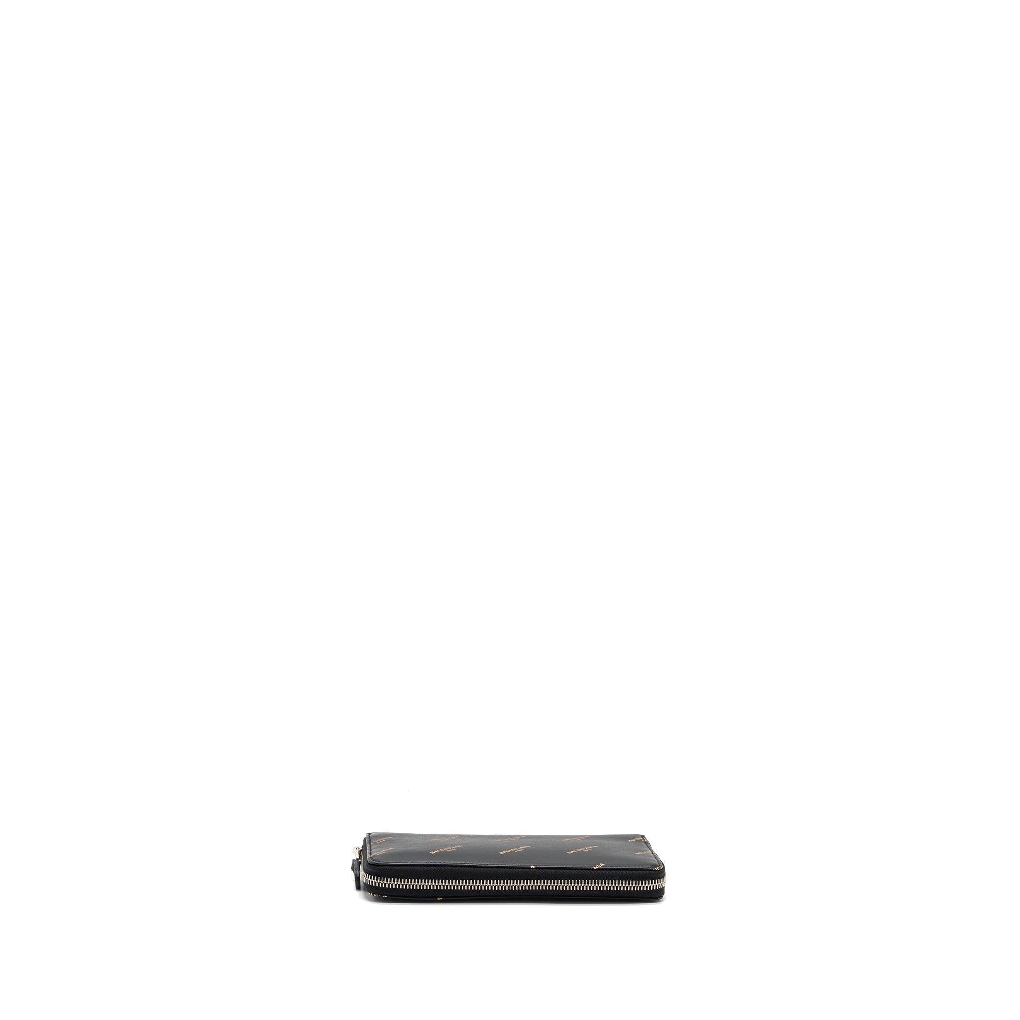 BALENCIAGA LOGO LONG ZIP WALLET CALFSKIN BLACK SHW