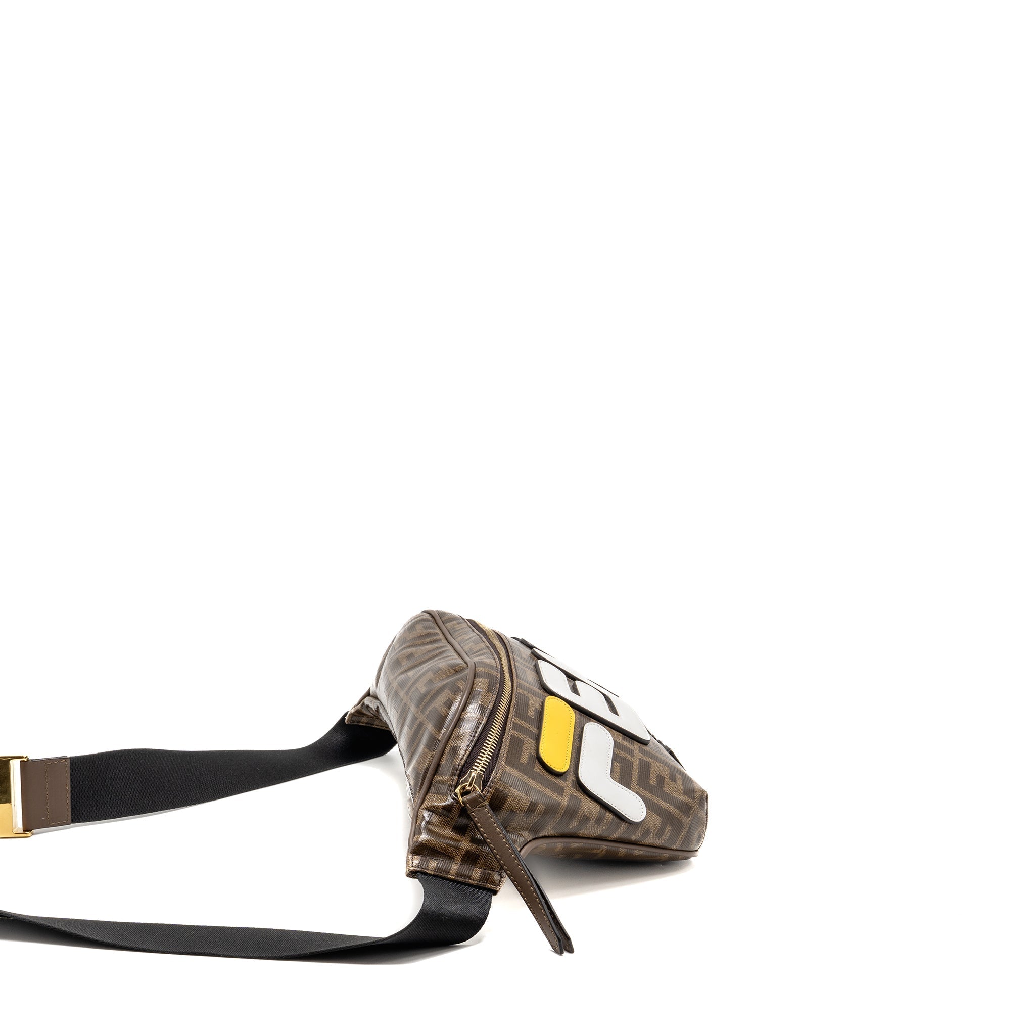 FENDI ROMA FENDI WAIST BAG FF CANVAS BROWN GHW