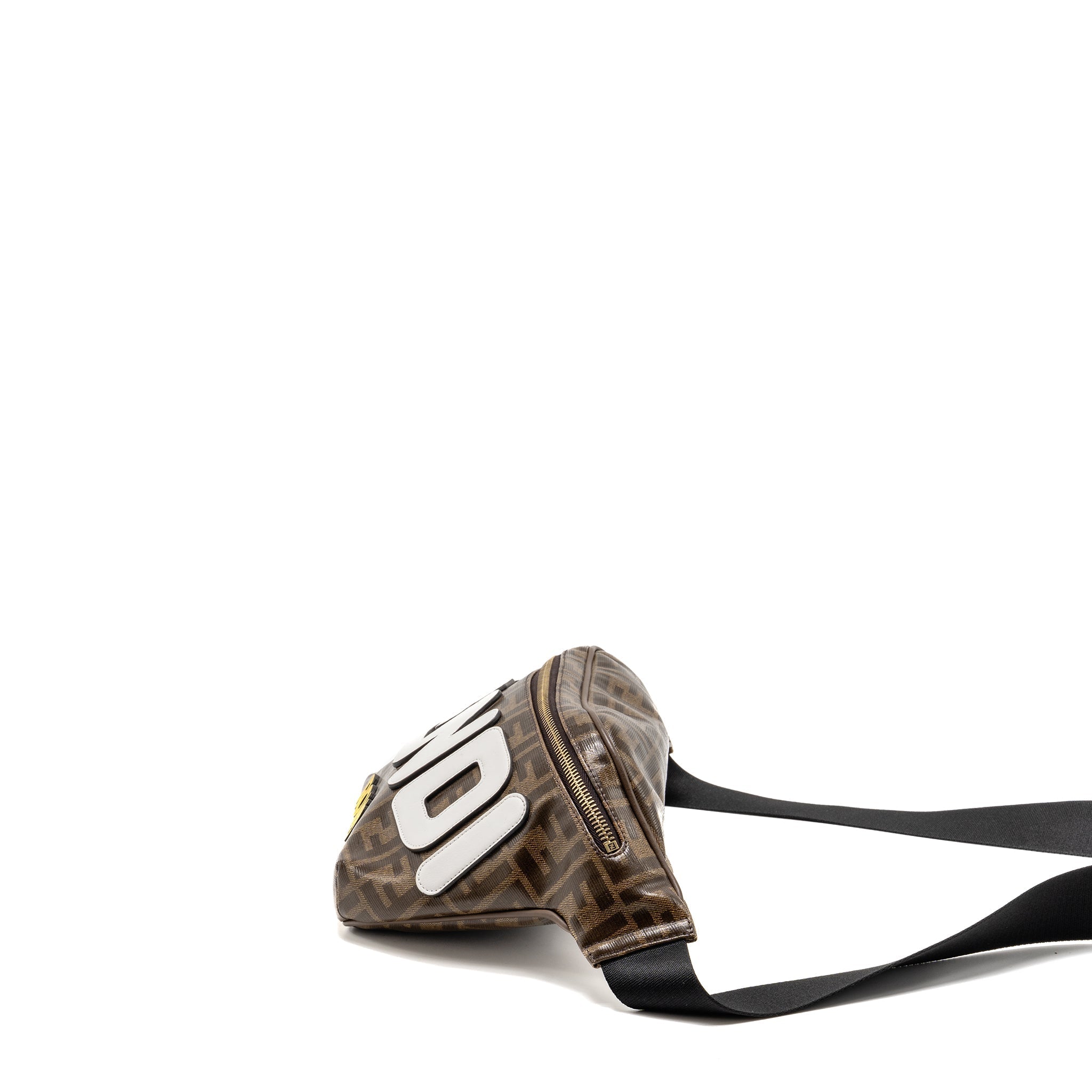 FENDI ROMA FENDI WAIST BAG FF CANVAS BROWN GHW
