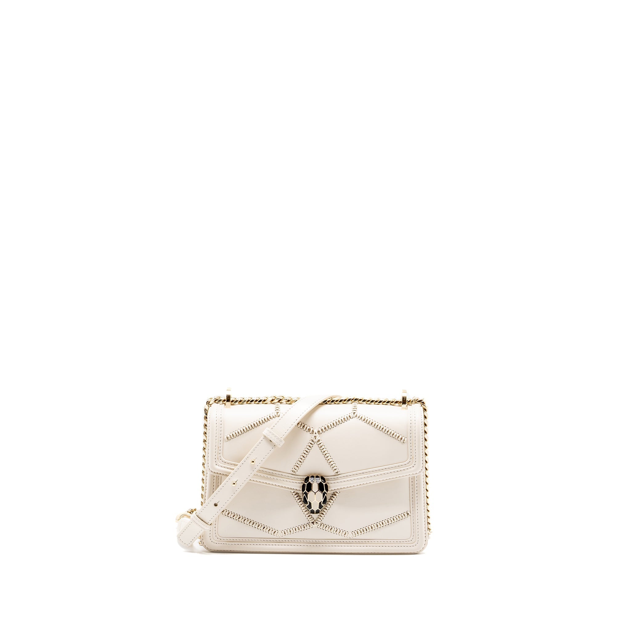 BVLGARI SERPENTI FLAP CHAIN BAG CALFSKIN LIMITED EDITION WHITE LGHW