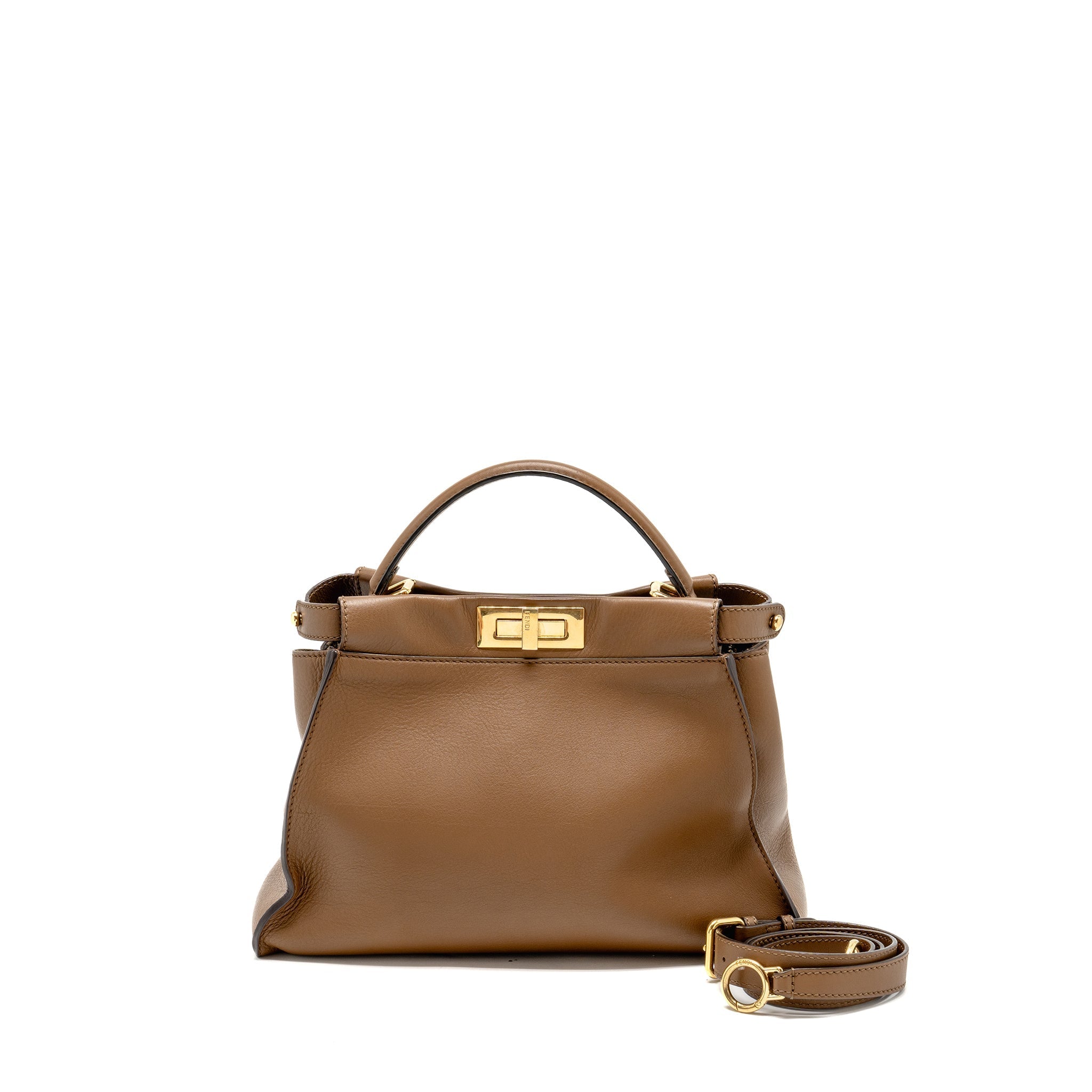 FENDI MEDIUM PEEKABOO CALFSKIN TOBACCO GHW