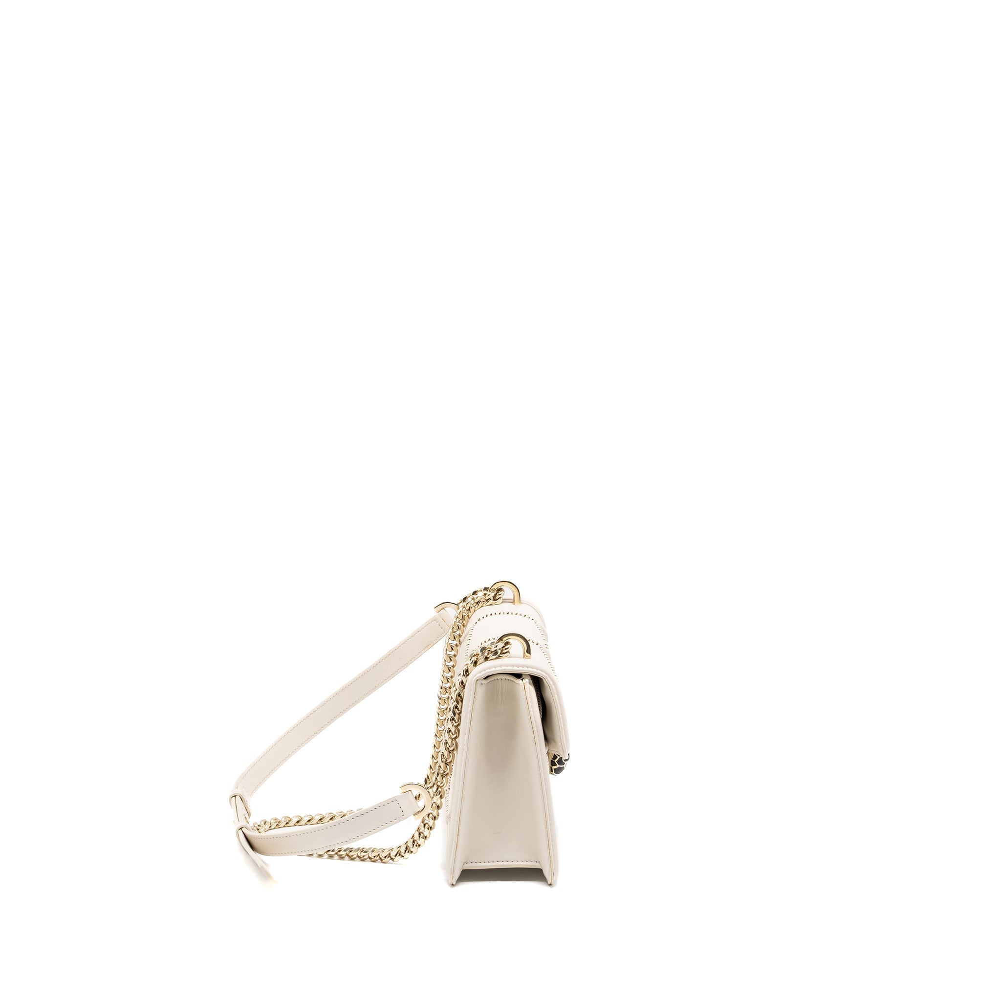 BVLGARI SERPENTI FLAP CHAIN BAG CALFSKIN LIMITED EDITION WHITE LGHW