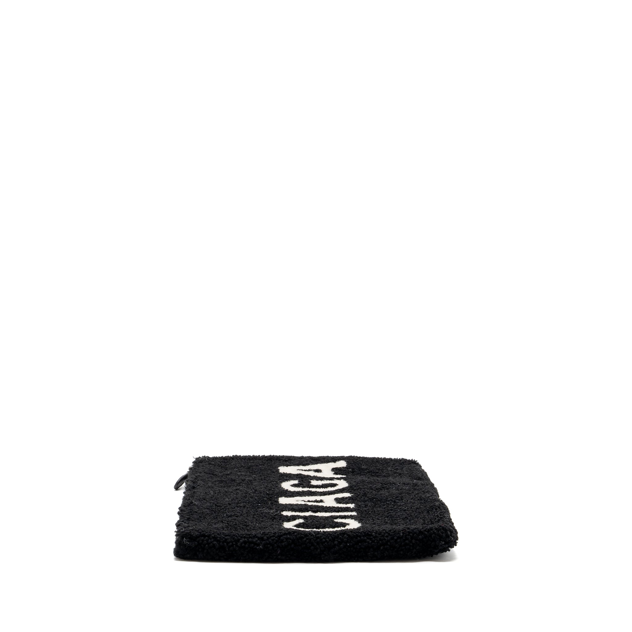 BALENCIAGA ZIP POUCH CLUTCH SHEARLING BLACK/ WHITE SHW