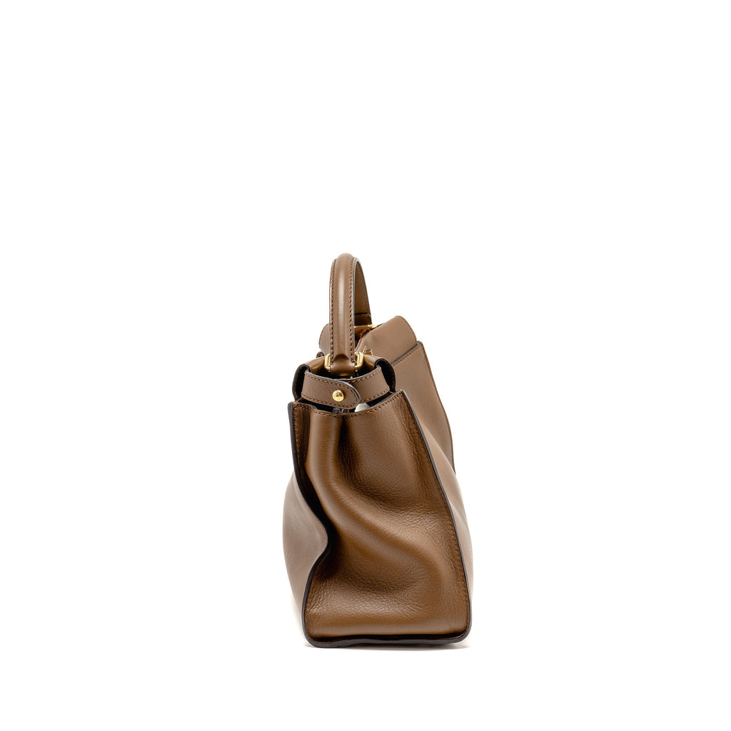 FENDI MEDIUM PEEKABOO CALFSKIN TOBACCO GHW