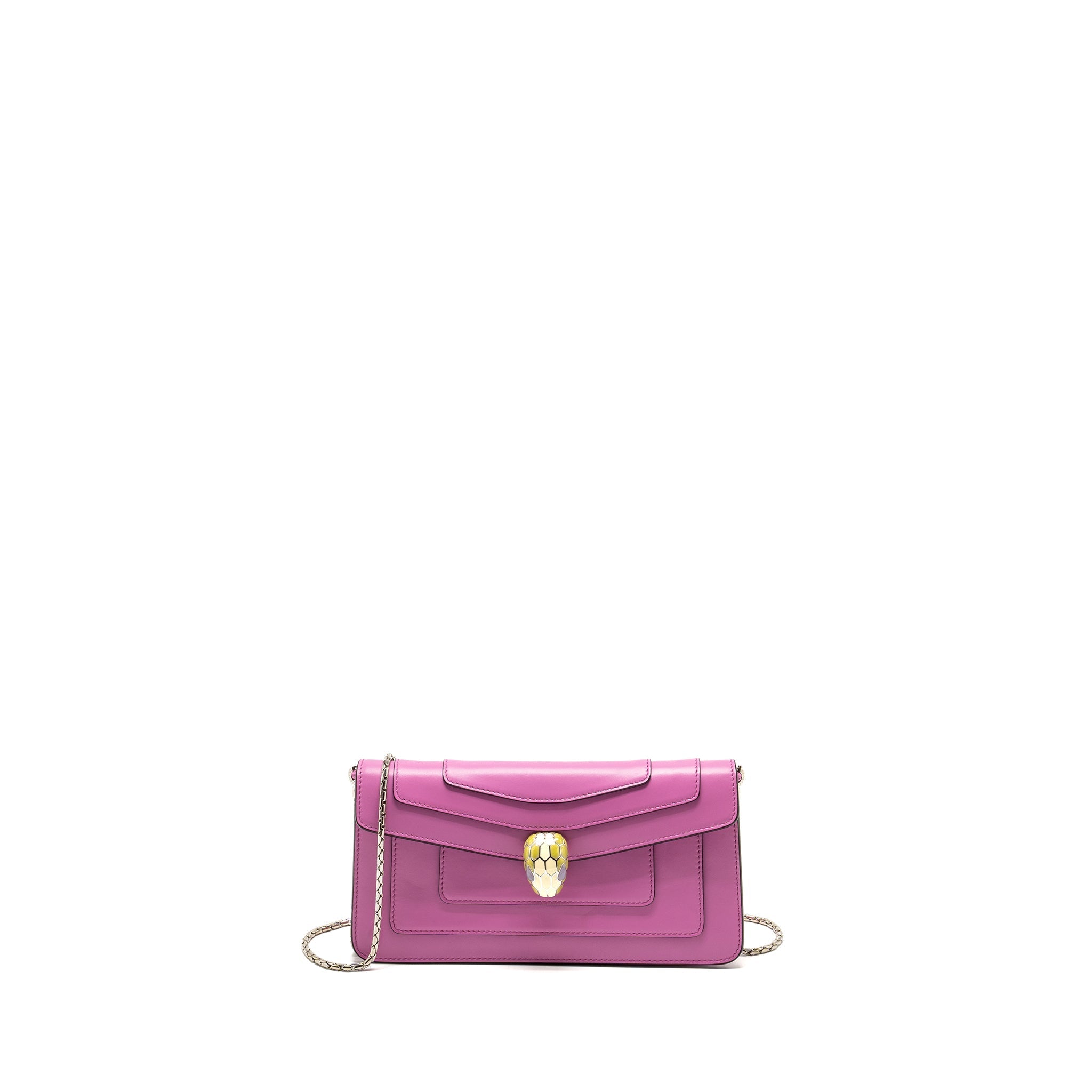 BVLGARI SERPENTI FOREVER CLUTCH WITH CHAIN CALFSKIN PINK SHW