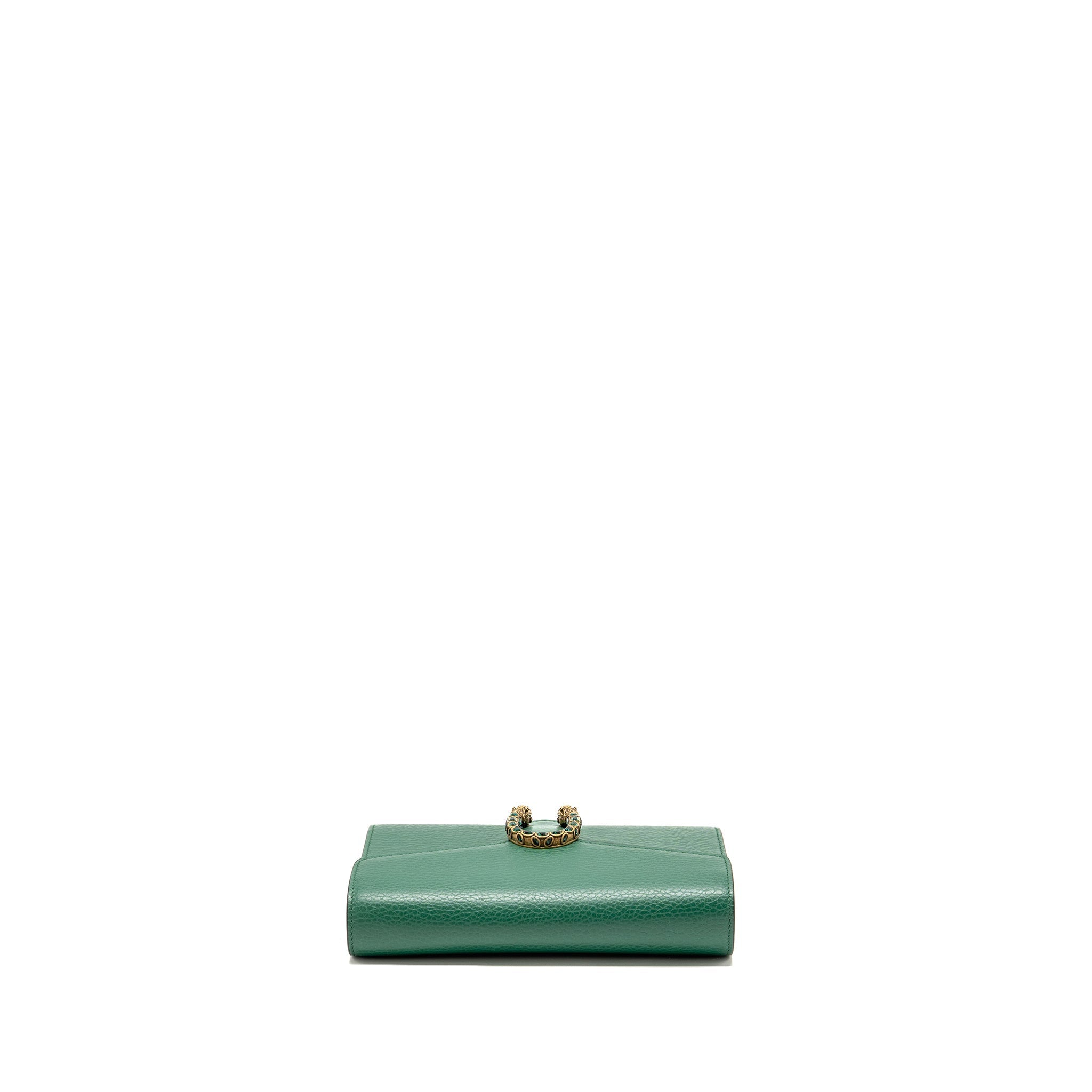 GUCCI MINI DIONYSUS WALLET ON CHAIN CALFSKIN GREEN MULTICOLOUR HARDWARE