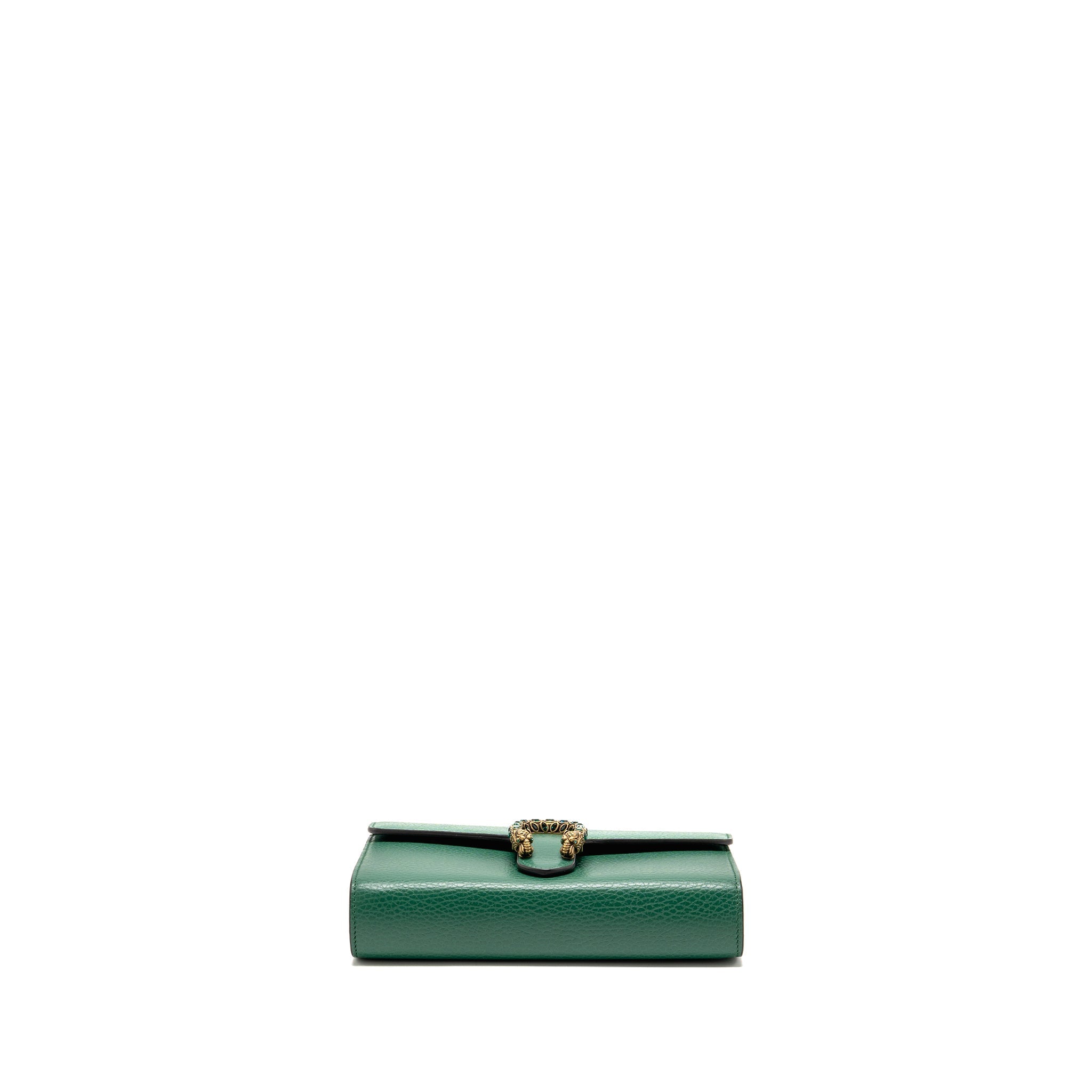 GUCCI MINI DIONYSUS WALLET ON CHAIN CALFSKIN GREEN MULTICOLOUR HARDWARE