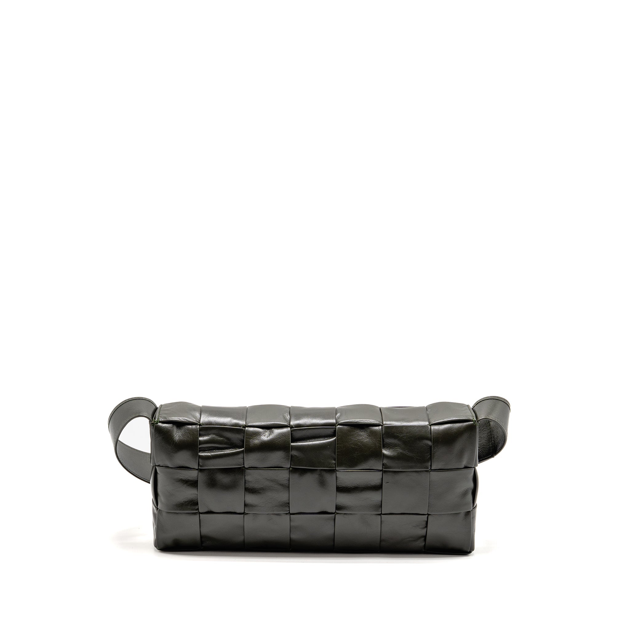 BOTTEGA VENETA CASSETTE CROSSBODY BAG LAMBSKIN DARK GREEN RUTHENIUM SHW