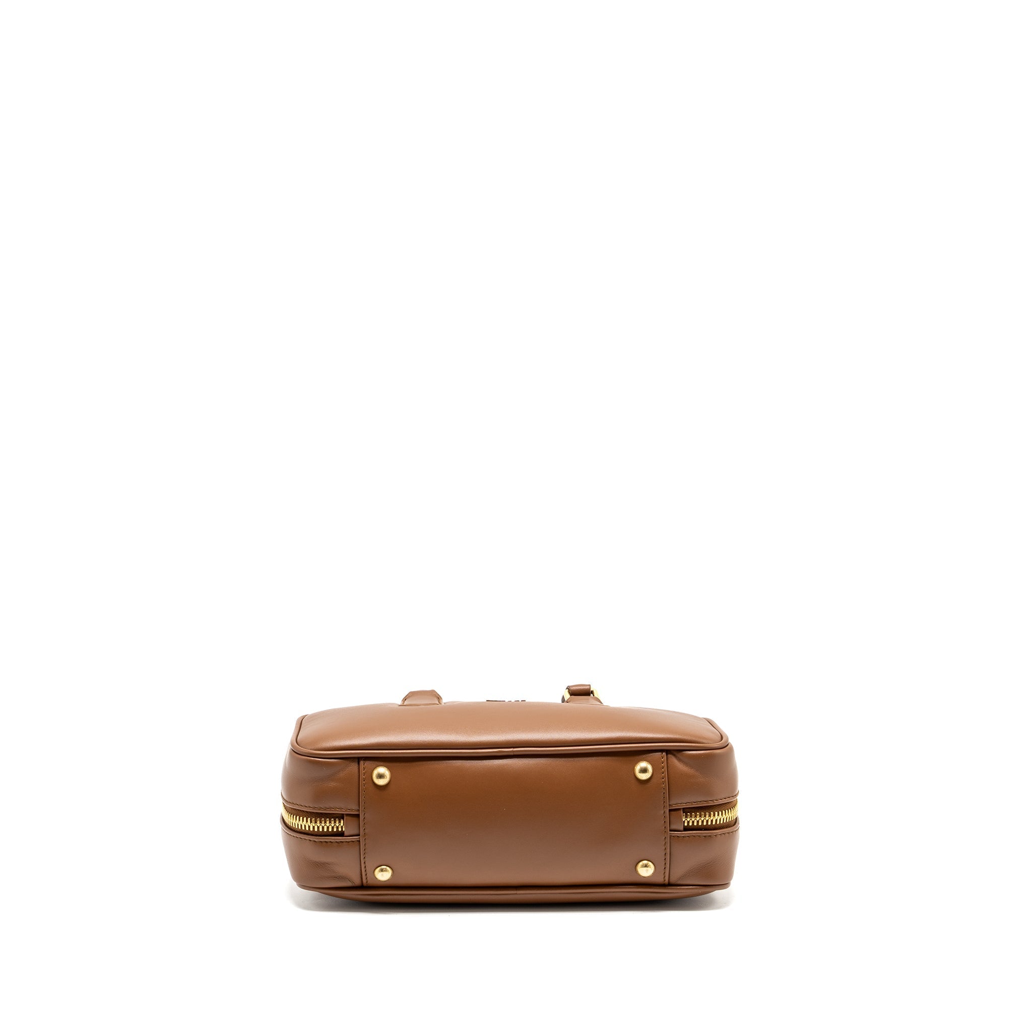 MIU MIU COGNAC ARCADIE LEATHER BAG GHW