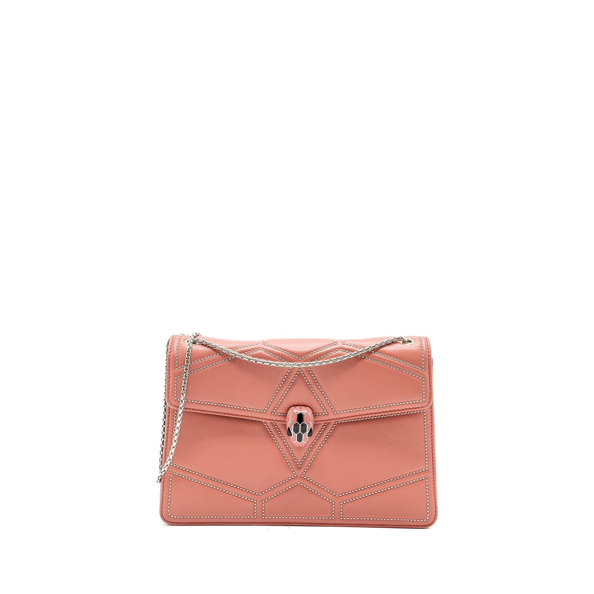 BVLGARI SERPENTI FOREVER SHOULDER BAG STUD LIMITED LAMBSKIN DARK PINK SHW