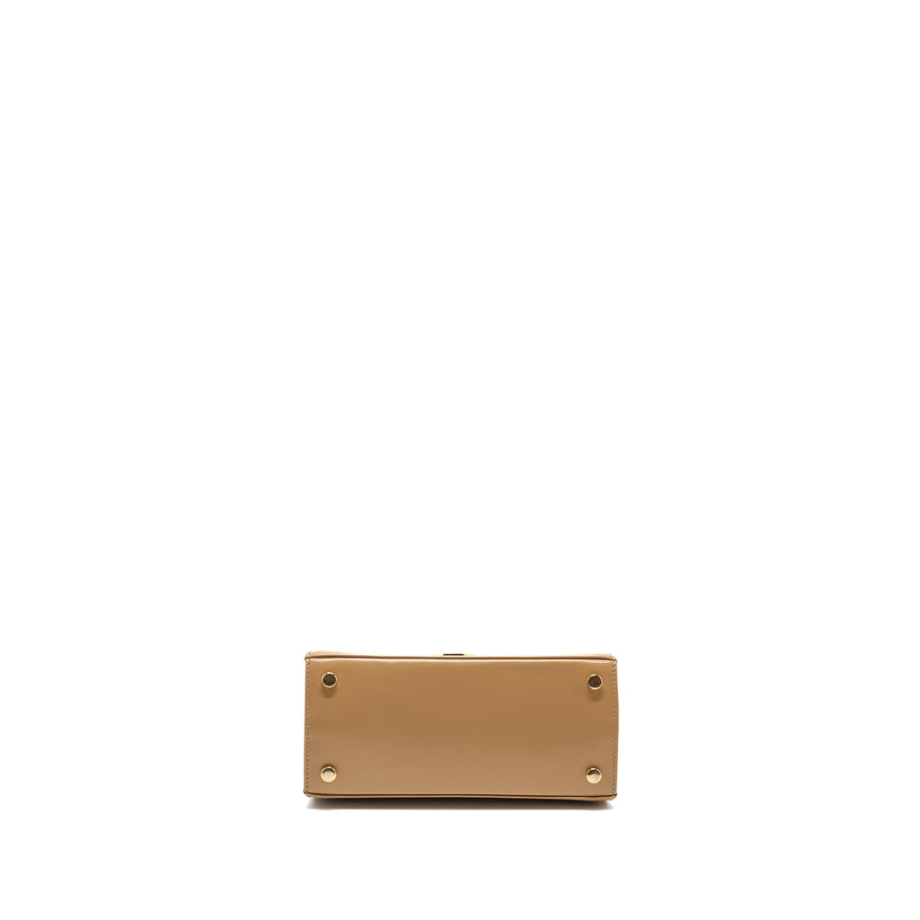SALVATORE FERRAGAMO ICONIC TOP HANDLE CALFSKIN BEIGE GHW