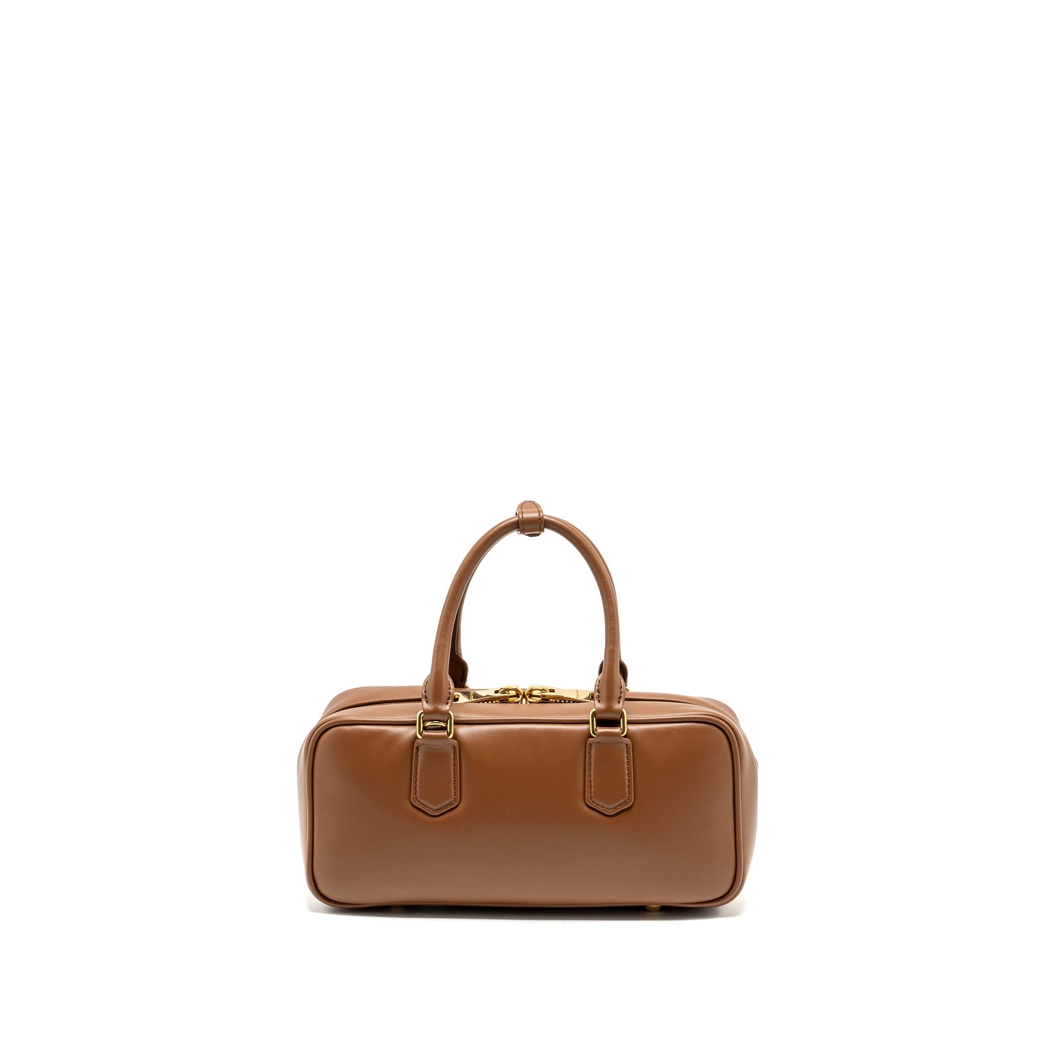 MIU MIU COGNAC ARCADIE LEATHER BAG GHW