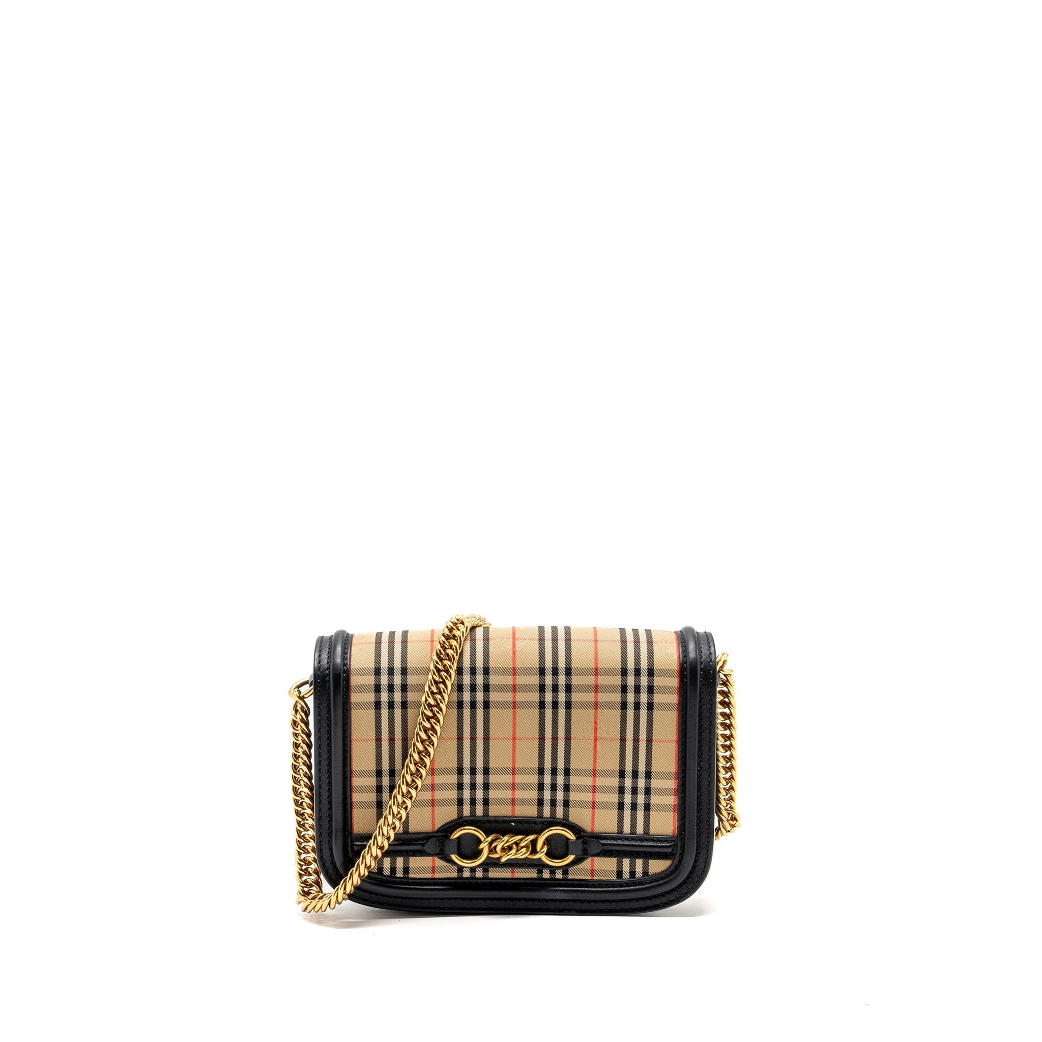 BURBERRY THE 1983 CHECK LINK BAG LEATHER/ CANVAS MULTICOLOUR GHW