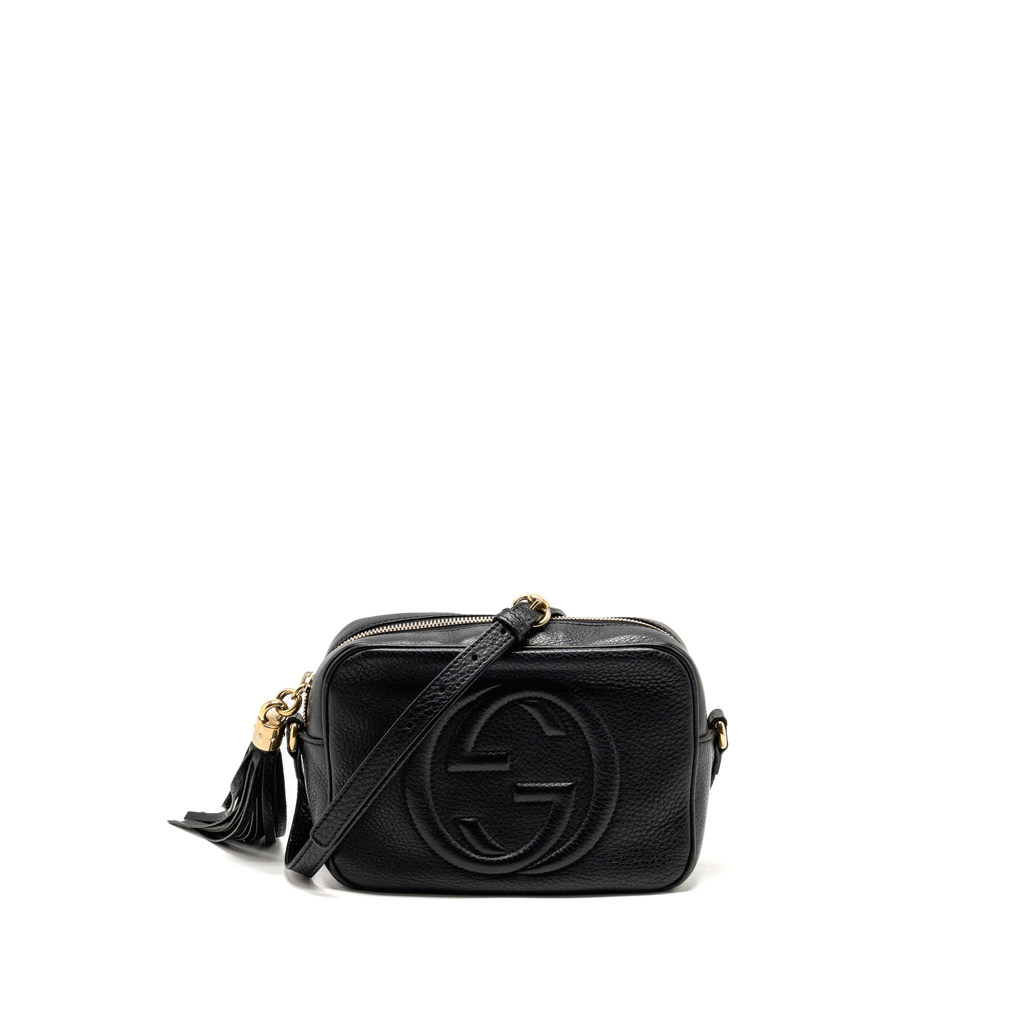 GUCCI SOHO DISCO CAMERA CROSSBODY BAG CALFSKIN BLACK LGHW