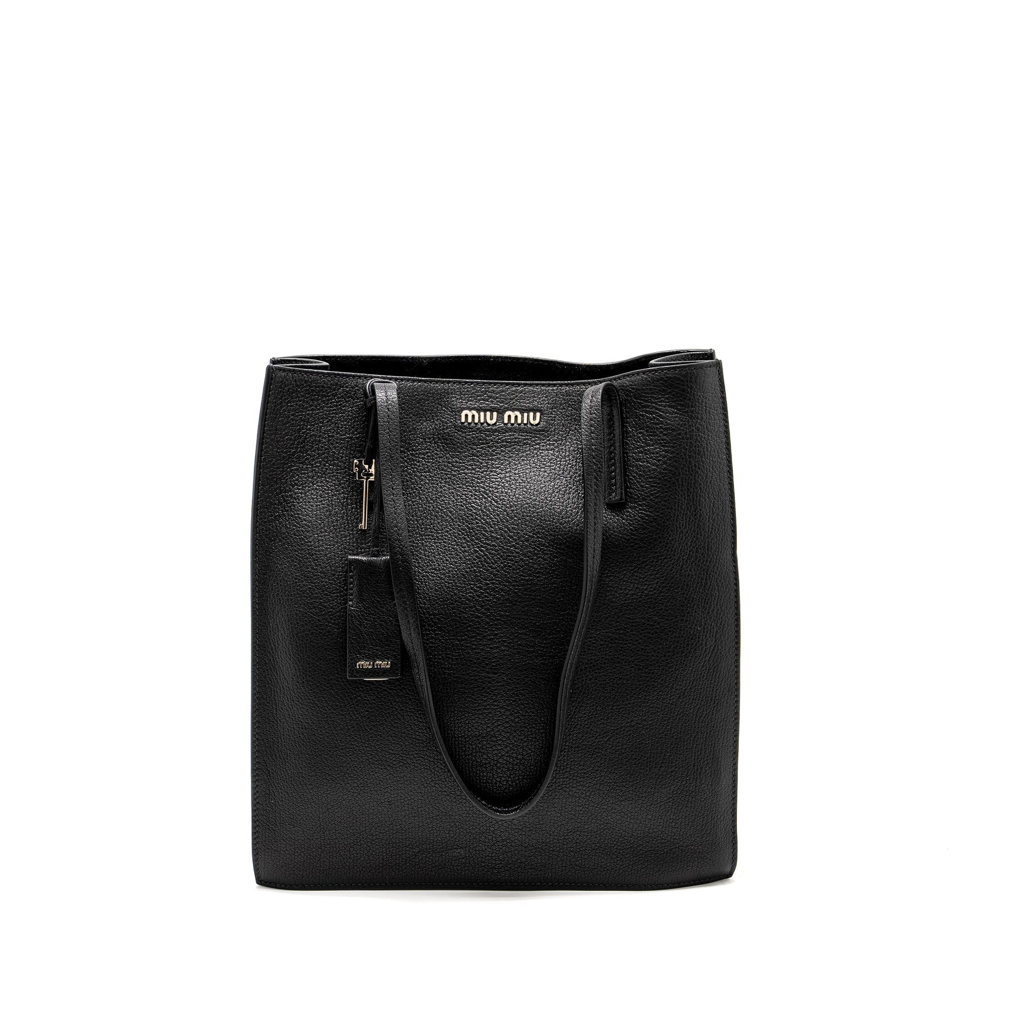MIU MIU TOTE BAG LEATHER BLACK SHW