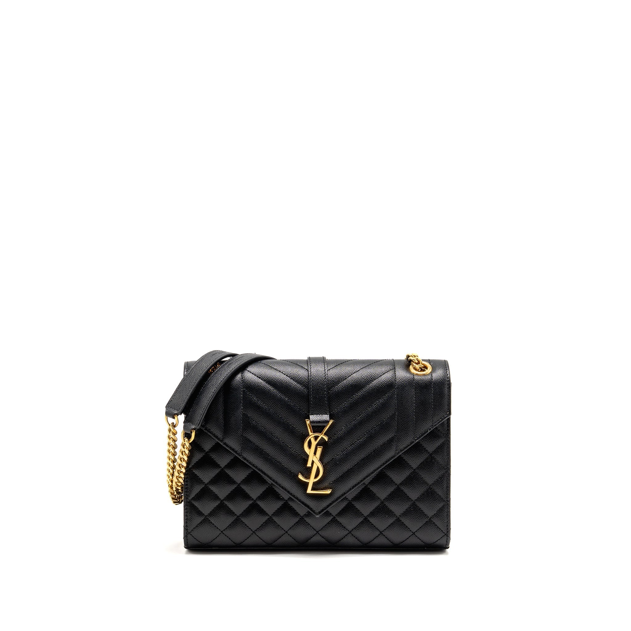 SAINT LAURENT/YSL MEDIUM ENVELOPE BAG CALFSKIN BLACK GHW