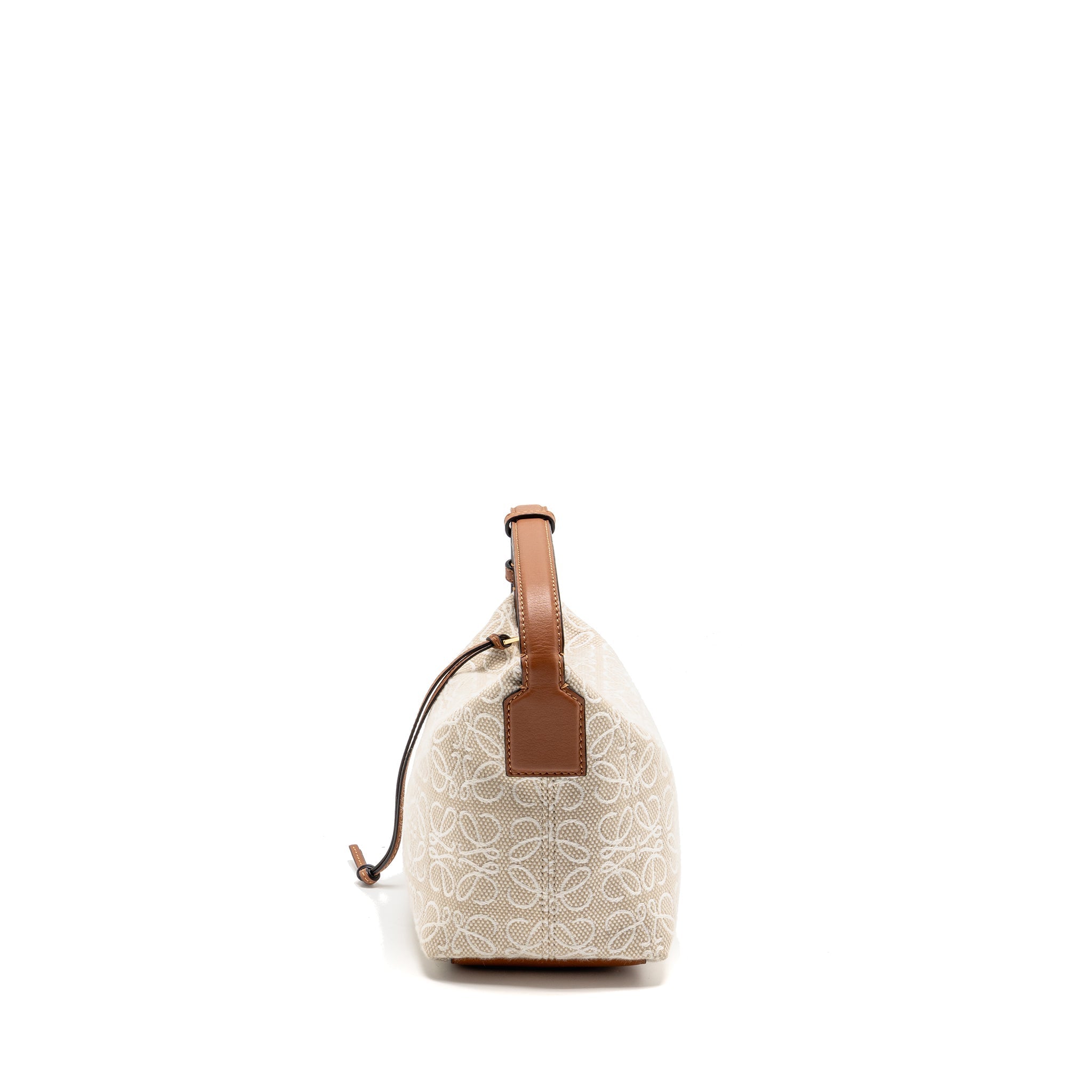 LOEWE SMALL CUBI BAG ANAGRAM JACQUARD CALFSKIN BEIGE/BROWN GHW