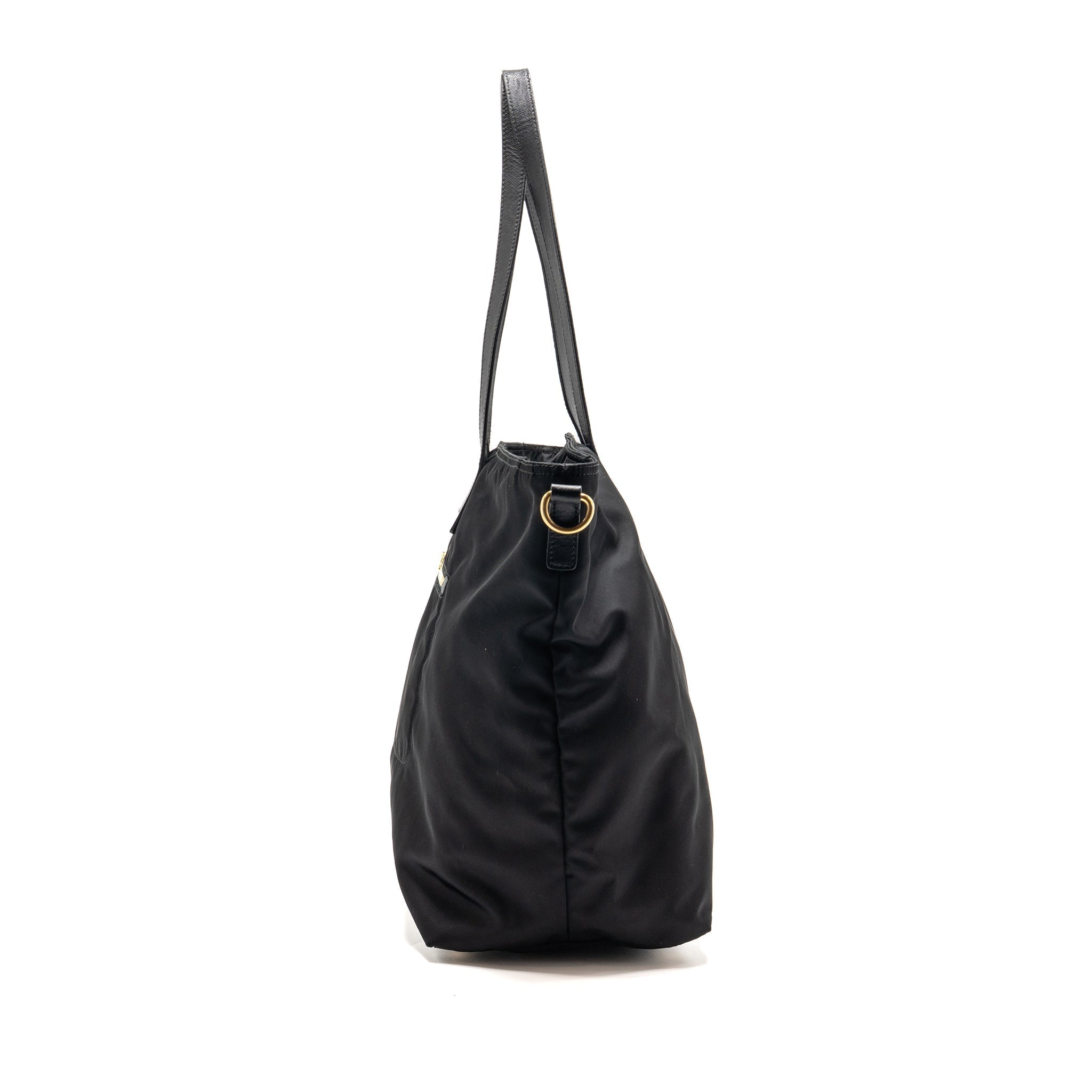 PRADA RE-EDITION LARGE TESSUTO TOTE BAG RE-NYLON/SAFFIANO LEATHER BLACK GHW