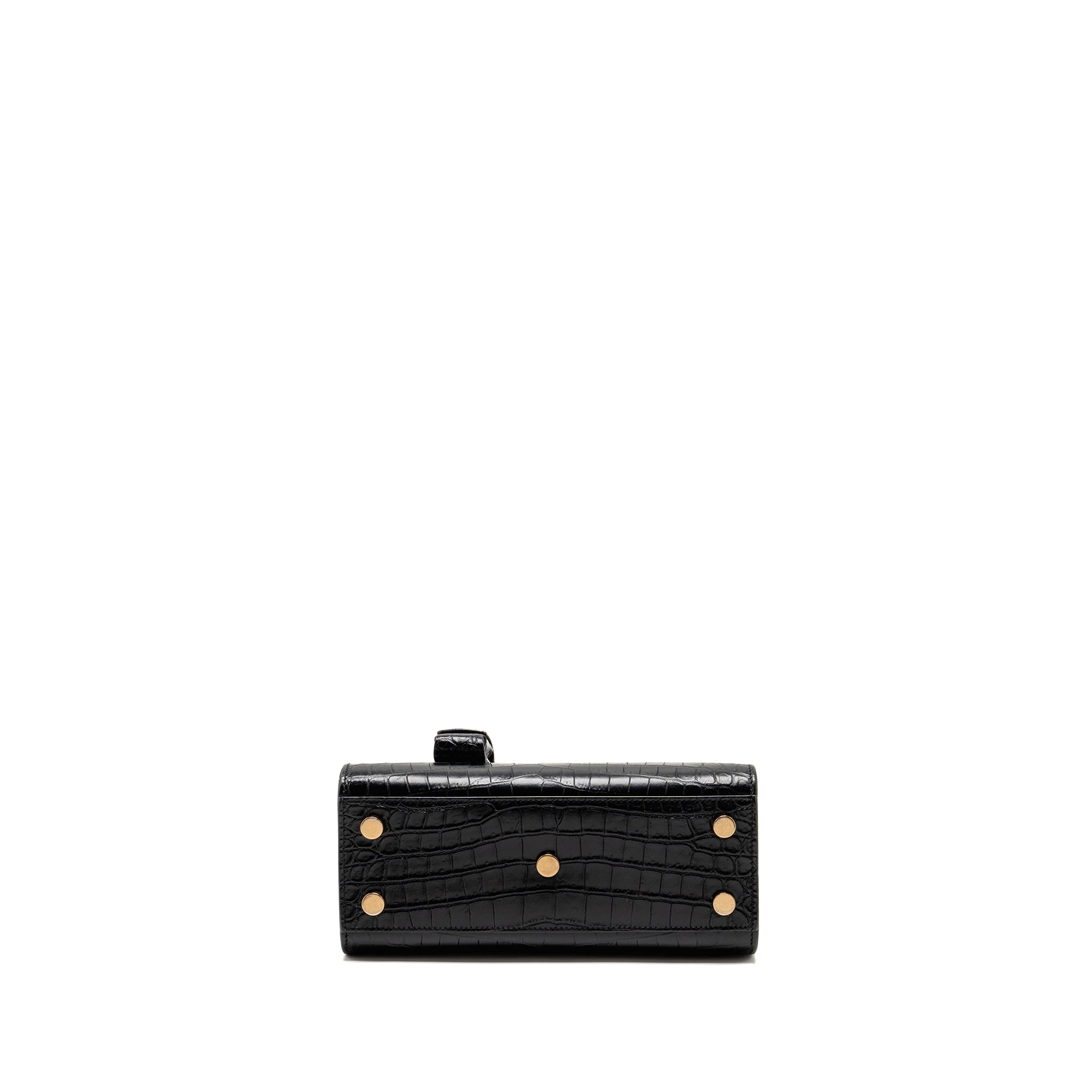 SAINT LAURENT/YSL NANO SAC DE JOUR CROC-EMBOSSED CALFSKIN BLACK GHW