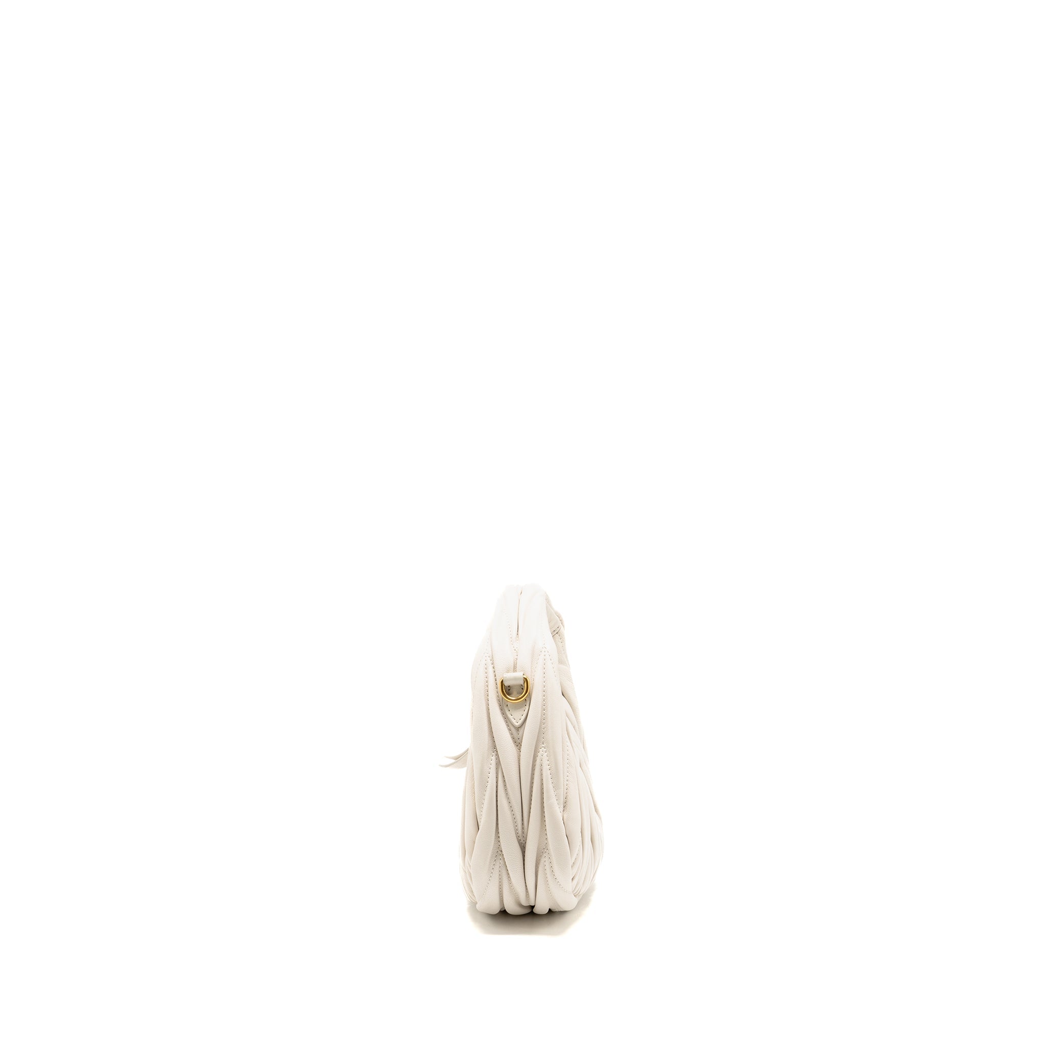 MIU MIU WANDER MATELASSE MINI HOBO BAG NAPPA LAMBSKIN WHITE GHW