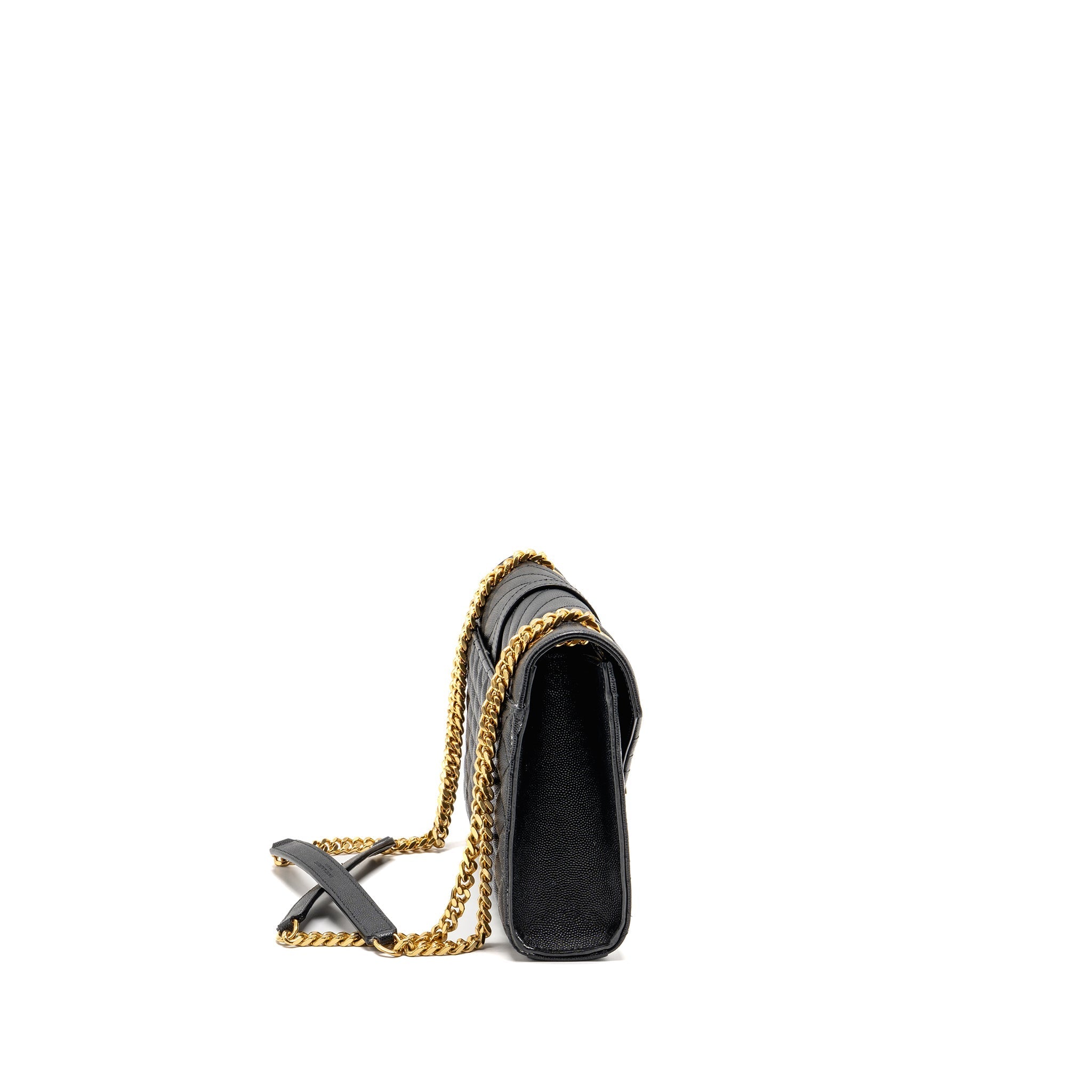 SAINT LAURENT/YSL MEDIUM ENVELOPE BAG CALFSKIN BLACK GHW