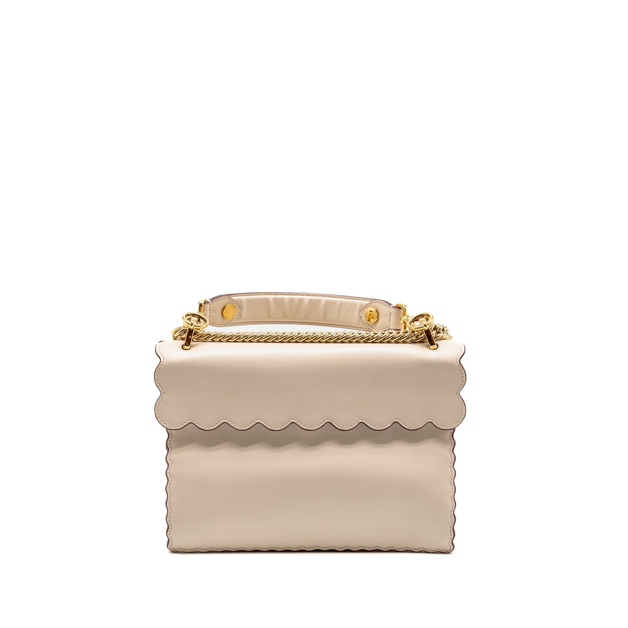 FENDI KAN I FLAP BAG CALFSKIN LEATHER CREAM WHITE LGHW