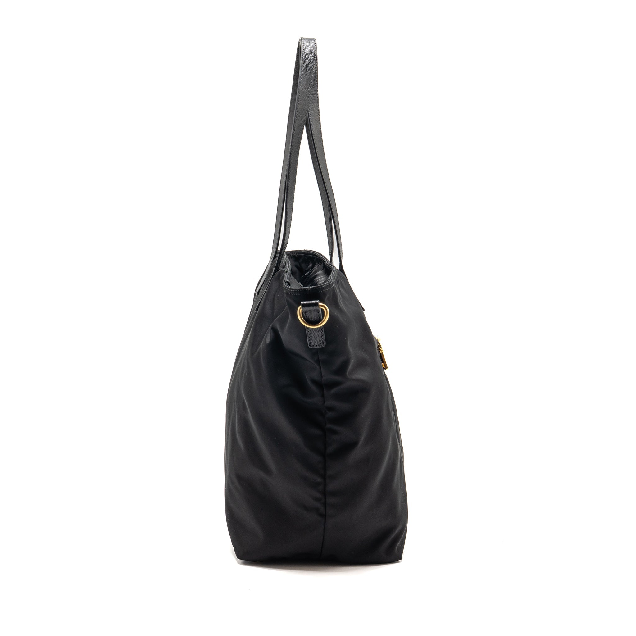 PRADA RE-EDITION LARGE TESSUTO TOTE BAG RE-NYLON/SAFFIANO LEATHER BLACK GHW