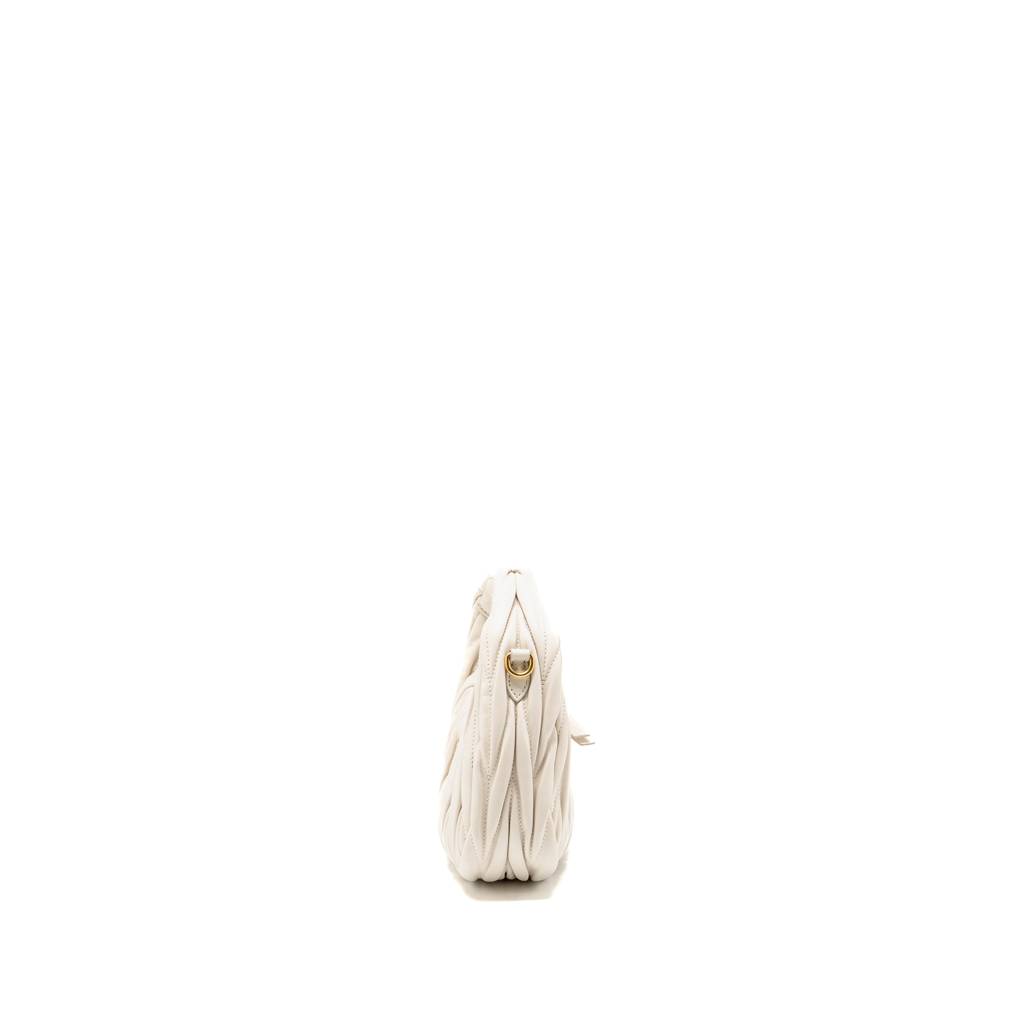 MIU MIU WANDER MATELASSE MINI HOBO BAG NAPPA LAMBSKIN WHITE GHW