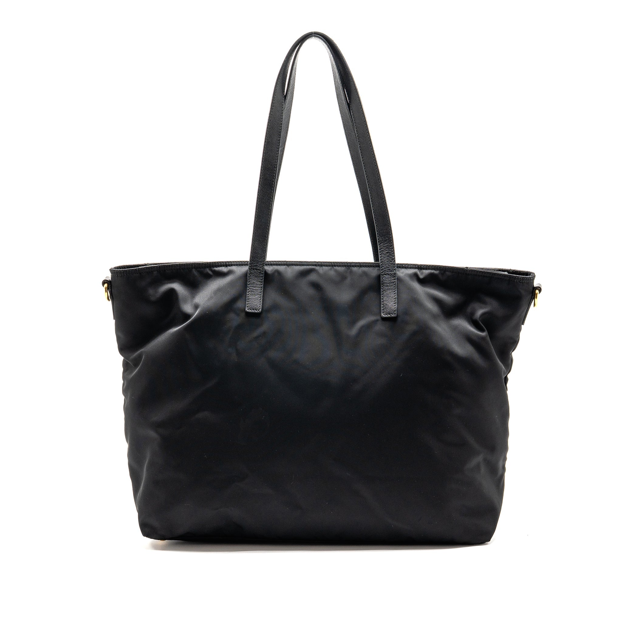 PRADA RE-EDITION LARGE TESSUTO TOTE BAG RE-NYLON/SAFFIANO LEATHER BLACK GHW