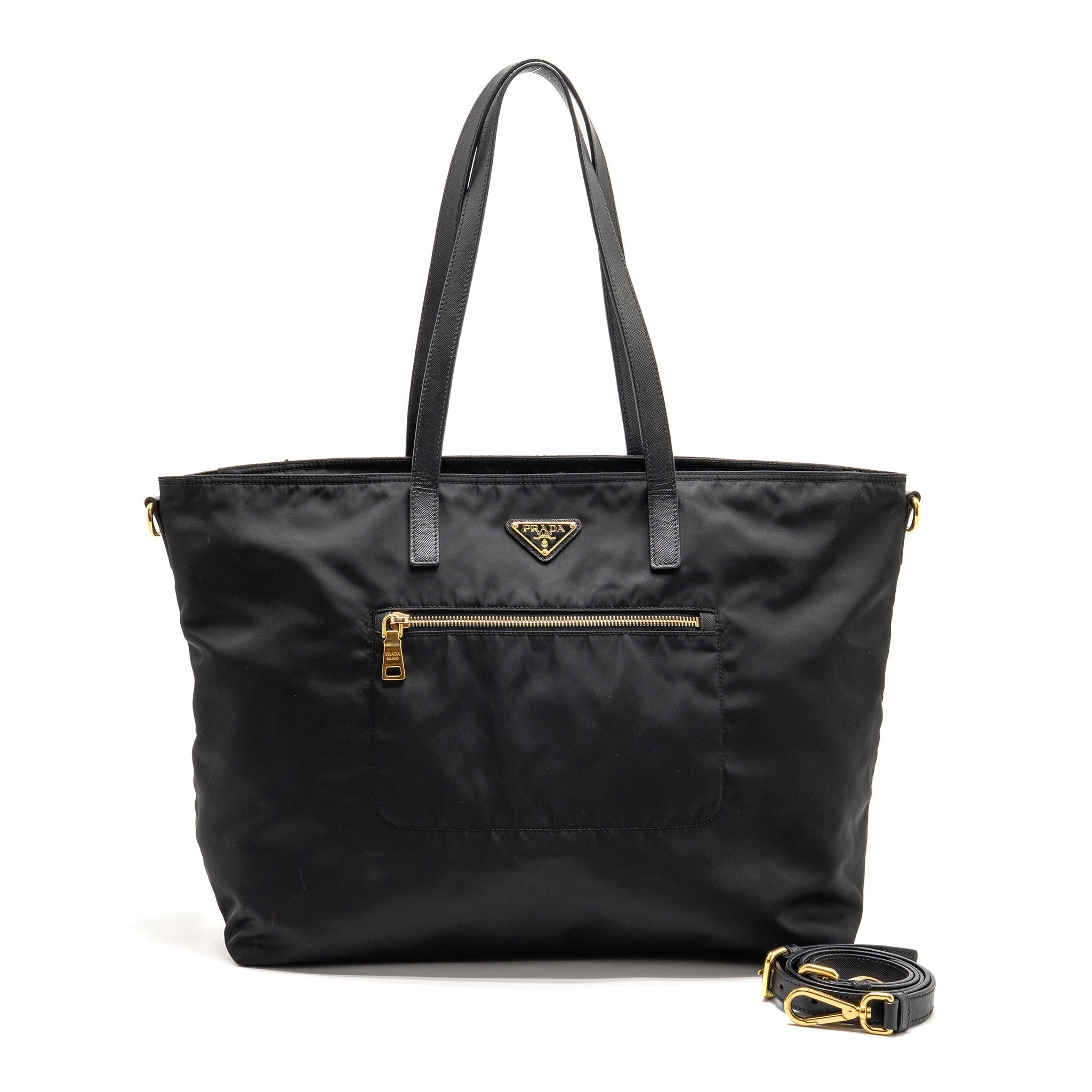 PRADA RE-EDITION LARGE TESSUTO TOTE BAG RE-NYLON/SAFFIANO LEATHER BLACK GHW