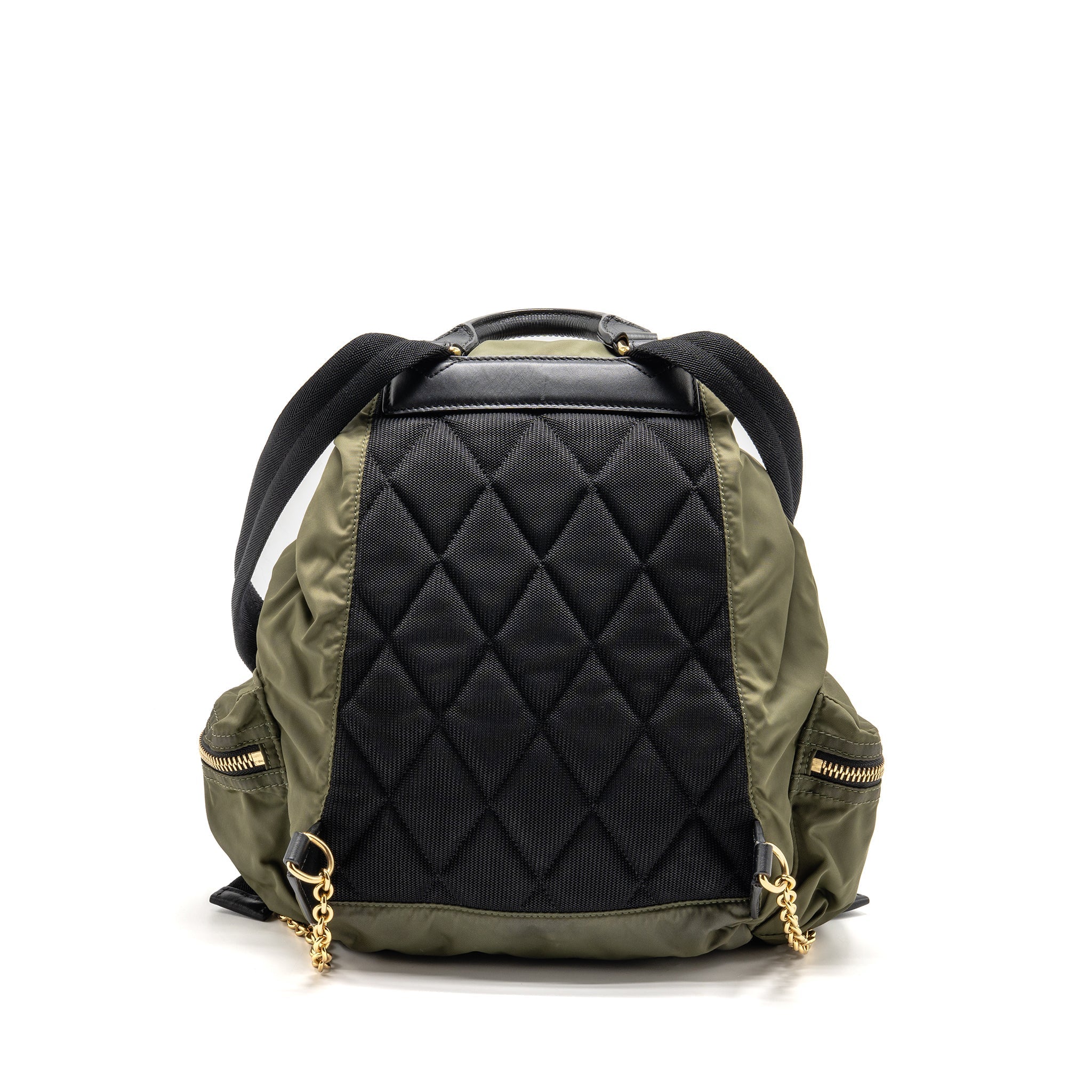 BURBERRY PATCHES RUCKSACK MEDIUM BACKPACK NYLON DARK GREEN GHW