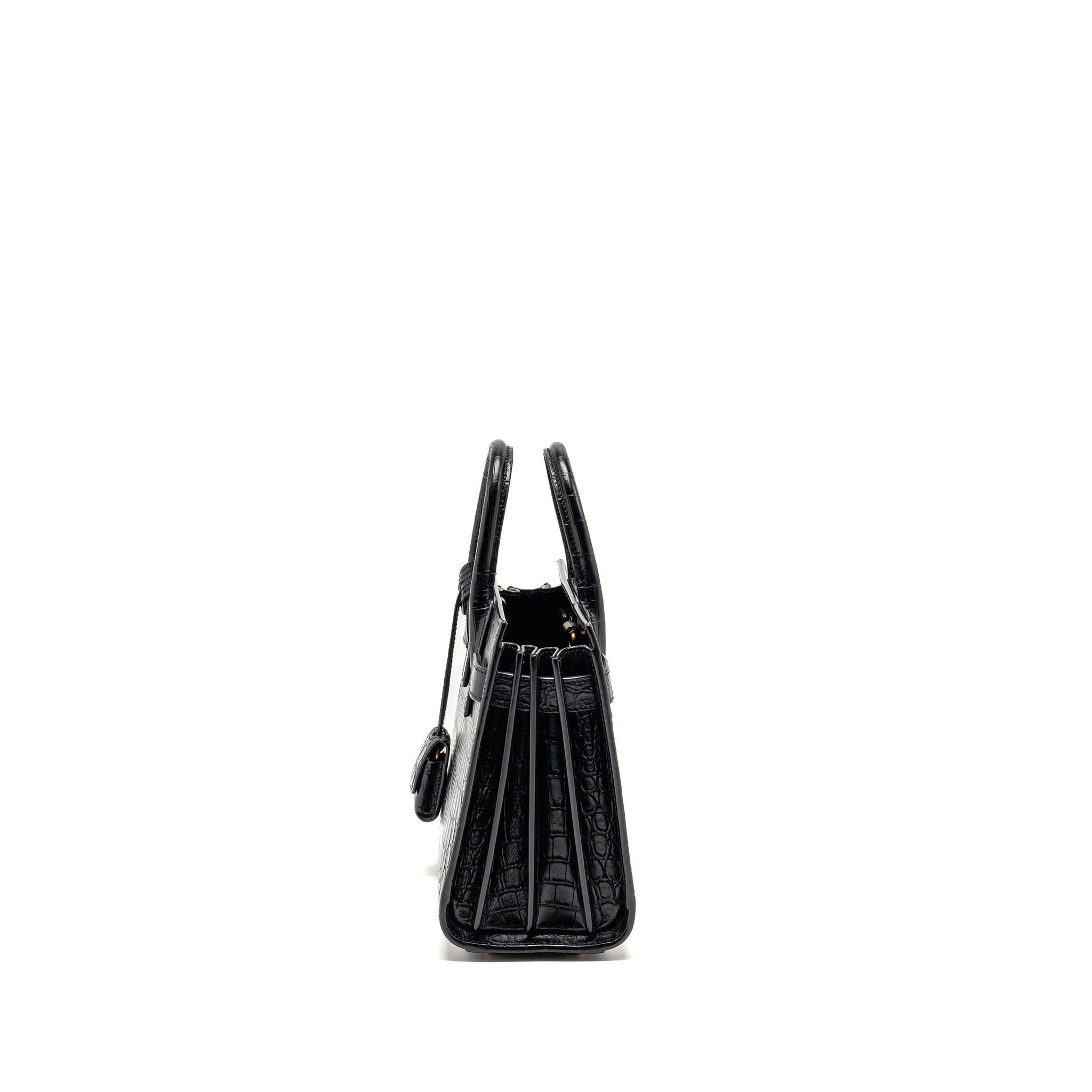 SAINT LAURENT/YSL NANO SAC DE JOUR CROC-EMBOSSED CALFSKIN BLACK GHW