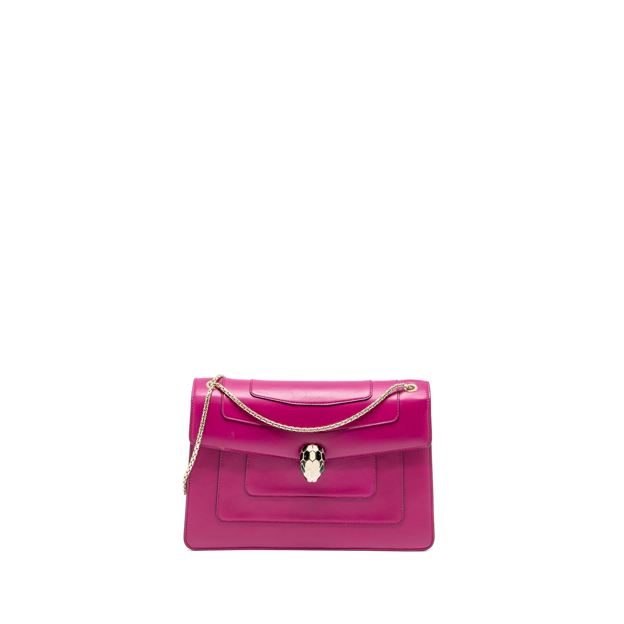 BVLGARI SERPENTI FOREVER FLAP BAG CALFSKIN DARK PINK GHW