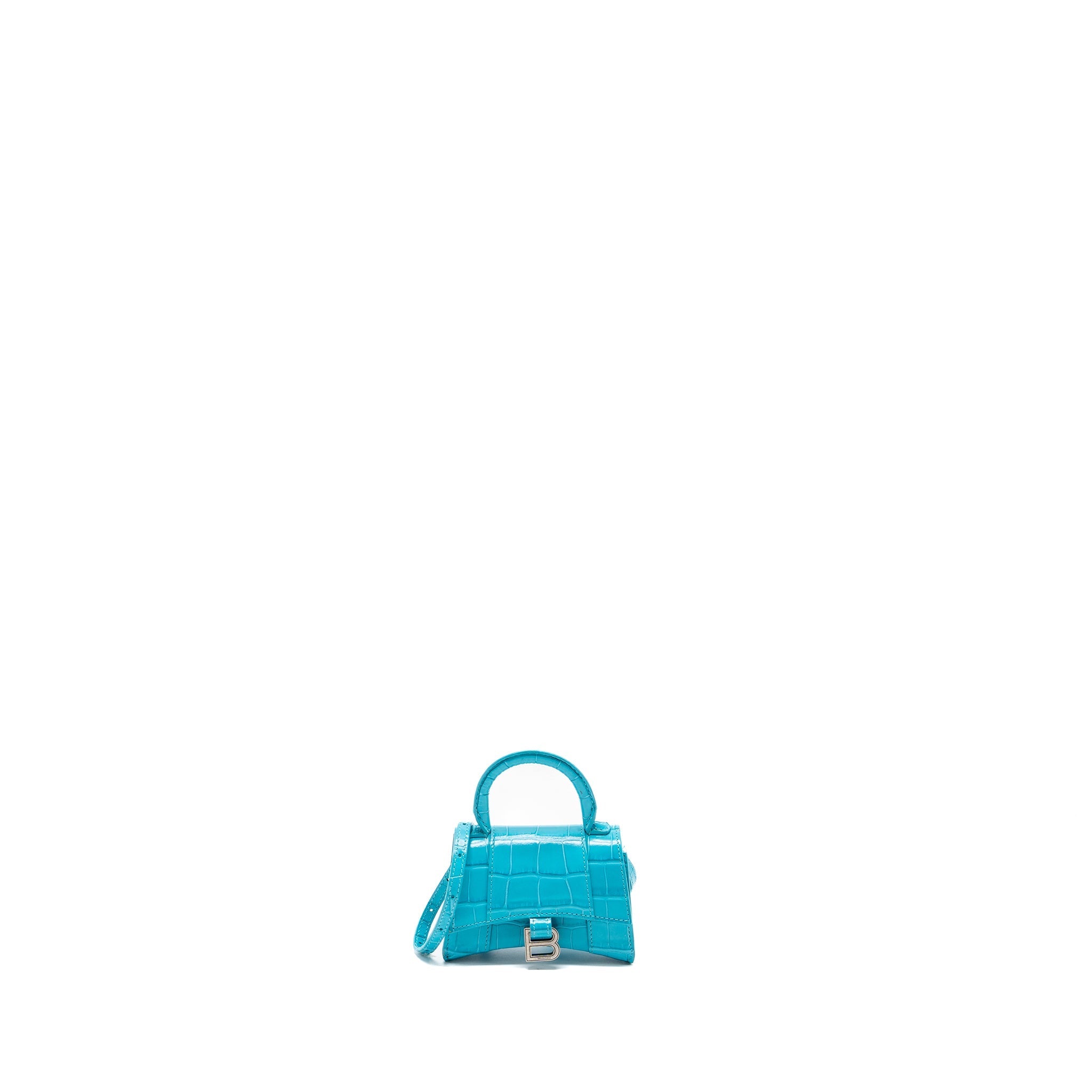 BALENCIAGA MINI HOURGLASS EMBOSSED CALFSKIN BLUE SHW
