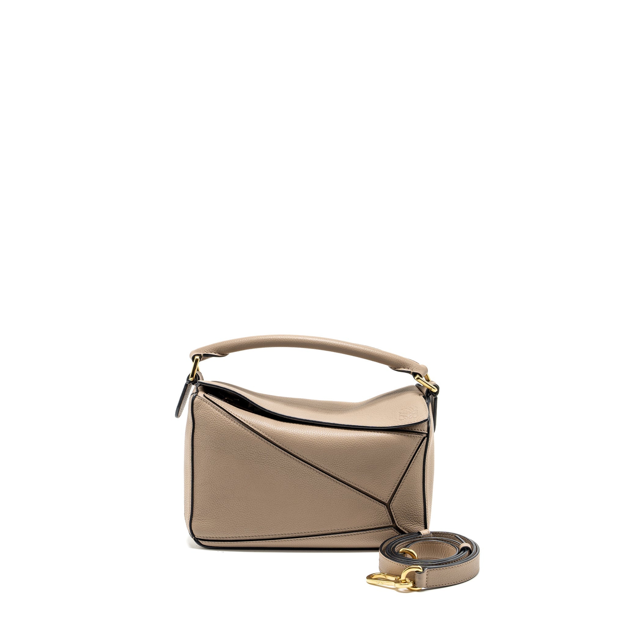 LOEWE SMALL PUZZLE BAG CALFSKIN SAND GHW