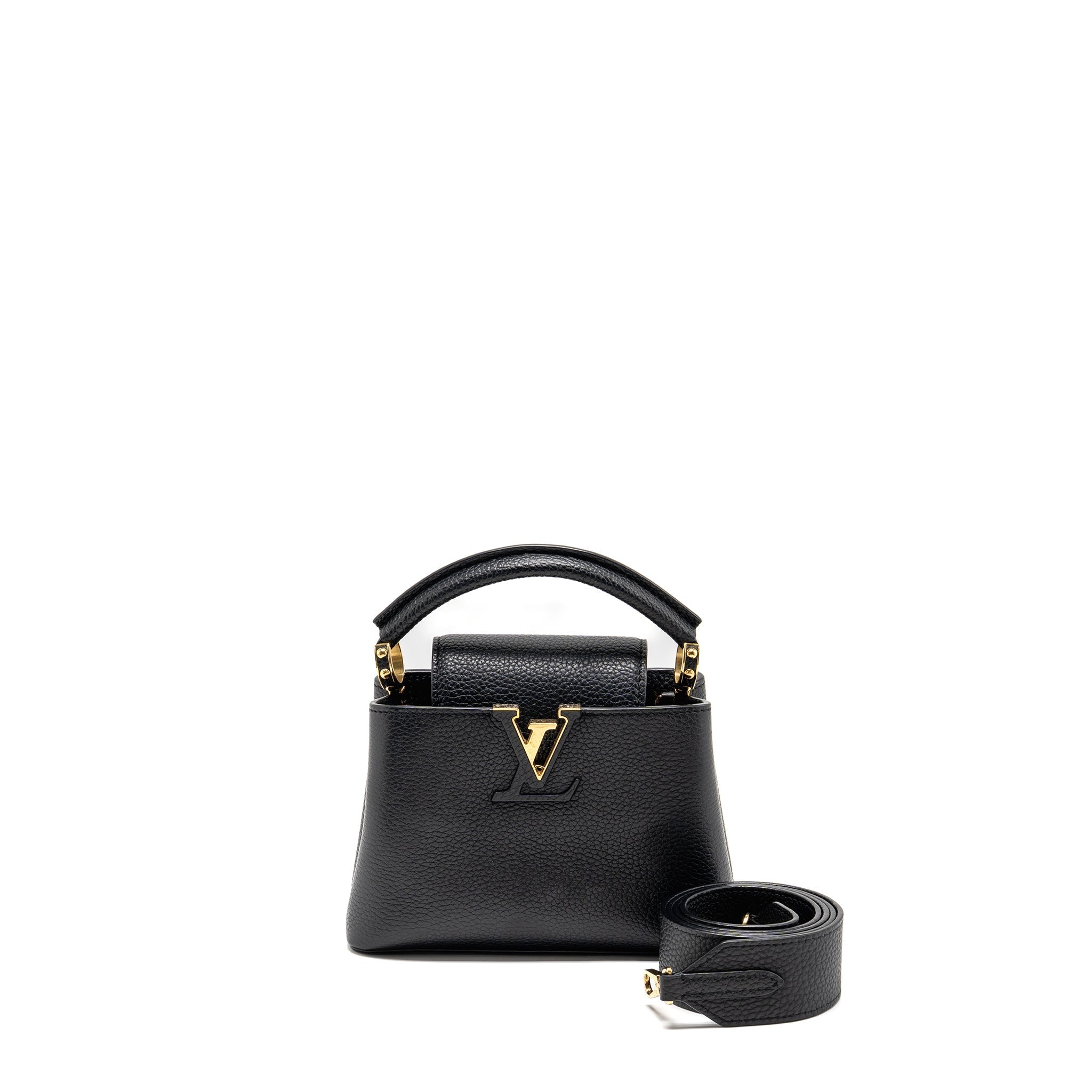 LOUIS VUITTON CAPUCINES MINI TAURILLON BLACK GHW