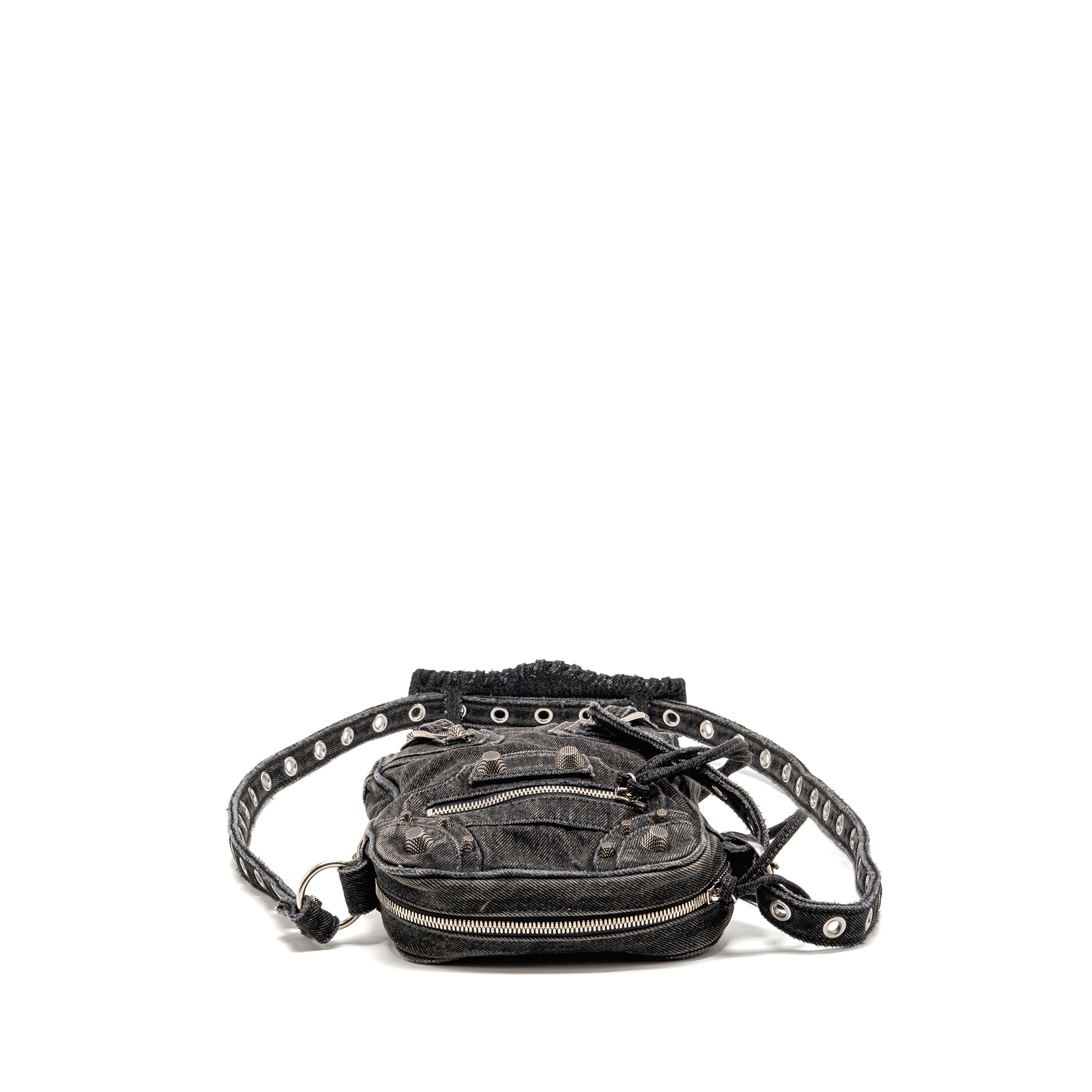 BALENCIAGA LE CAGOLE CROSSBODY BAG DENIM BLACK SHW