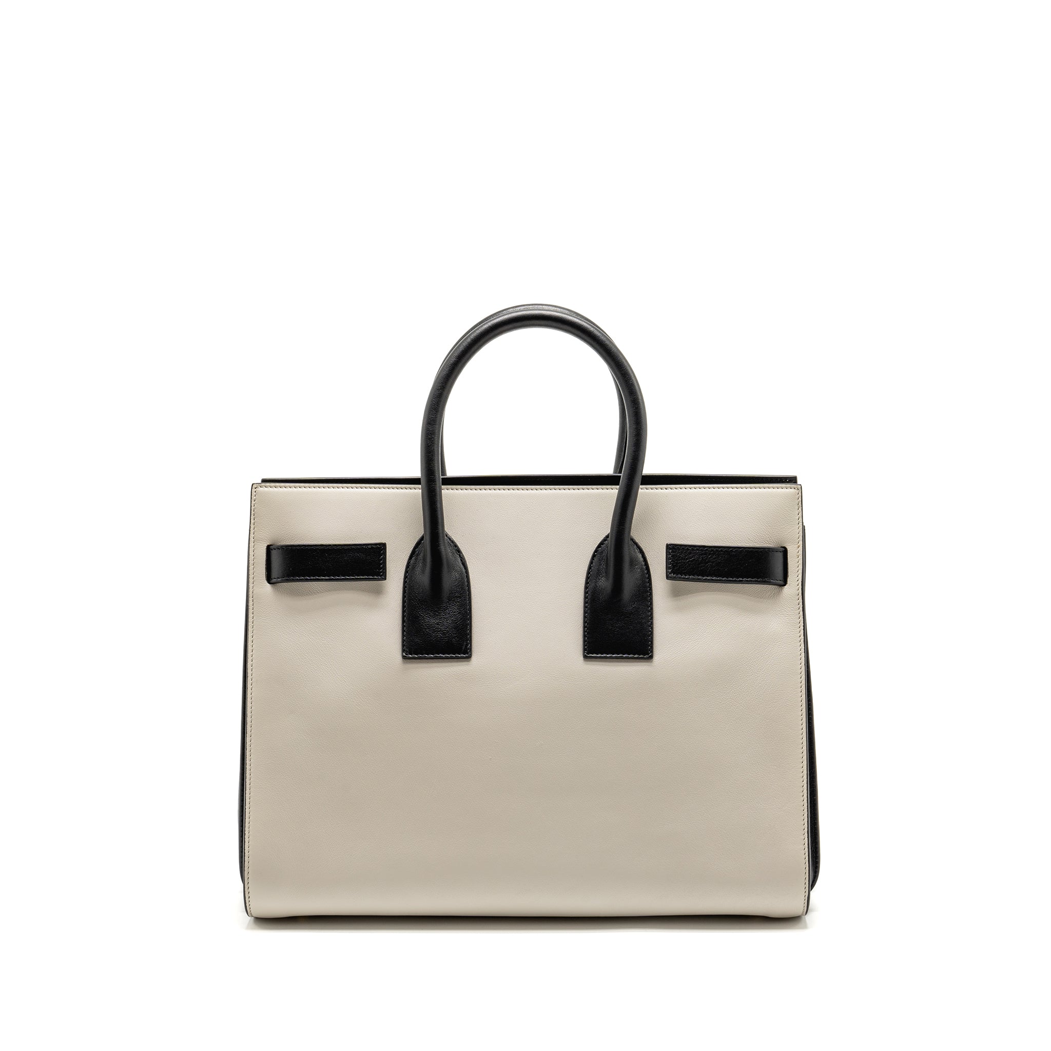 SAINT LAURENT /YSL SMALL SAC DE JOUR TOTE BAG CALFSKIN WHITE / BLACK GHW
