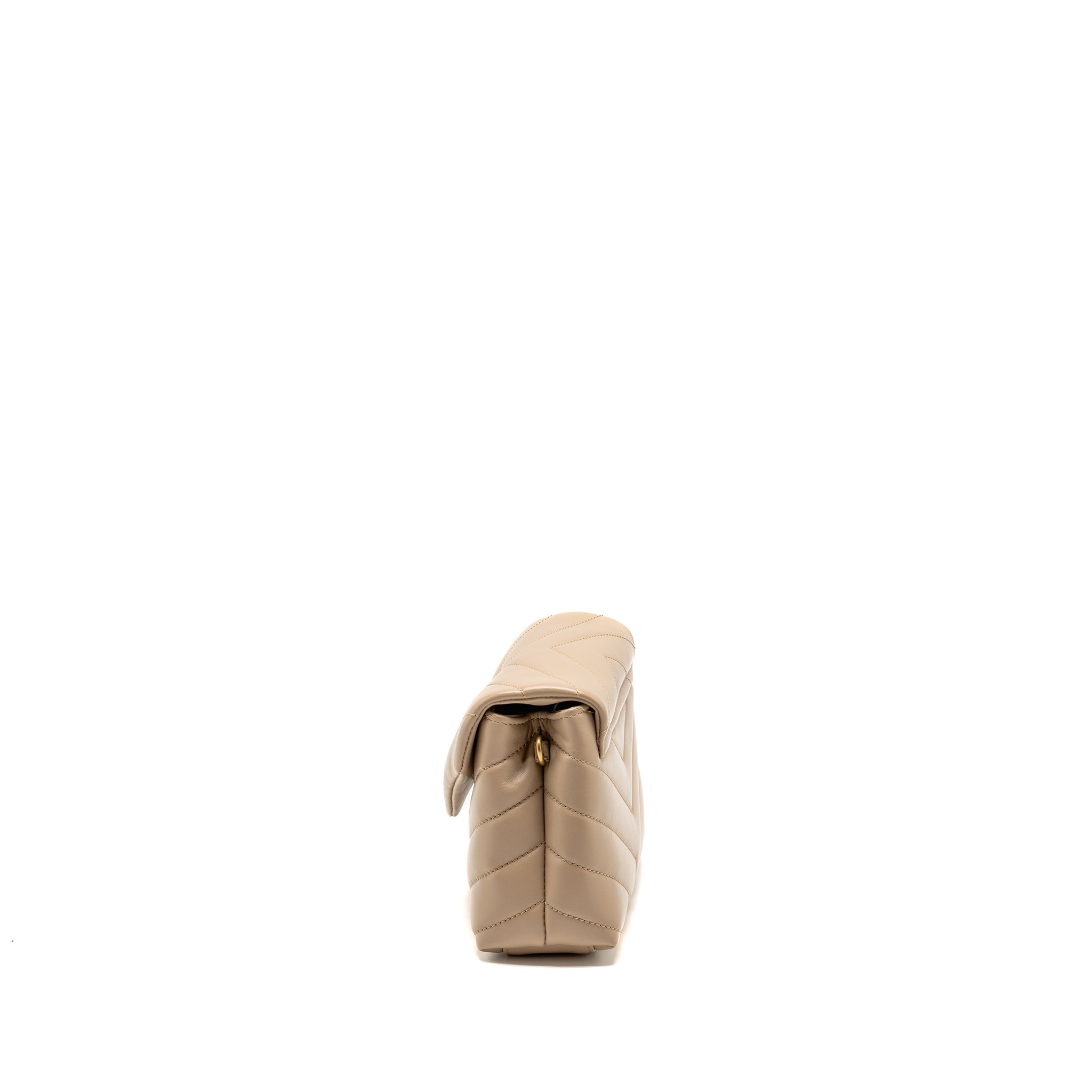 SAINT LAURENT/YSL MINI TOY LOULOU STRAP BAG CALFSKIN DARK BEIGE GHW