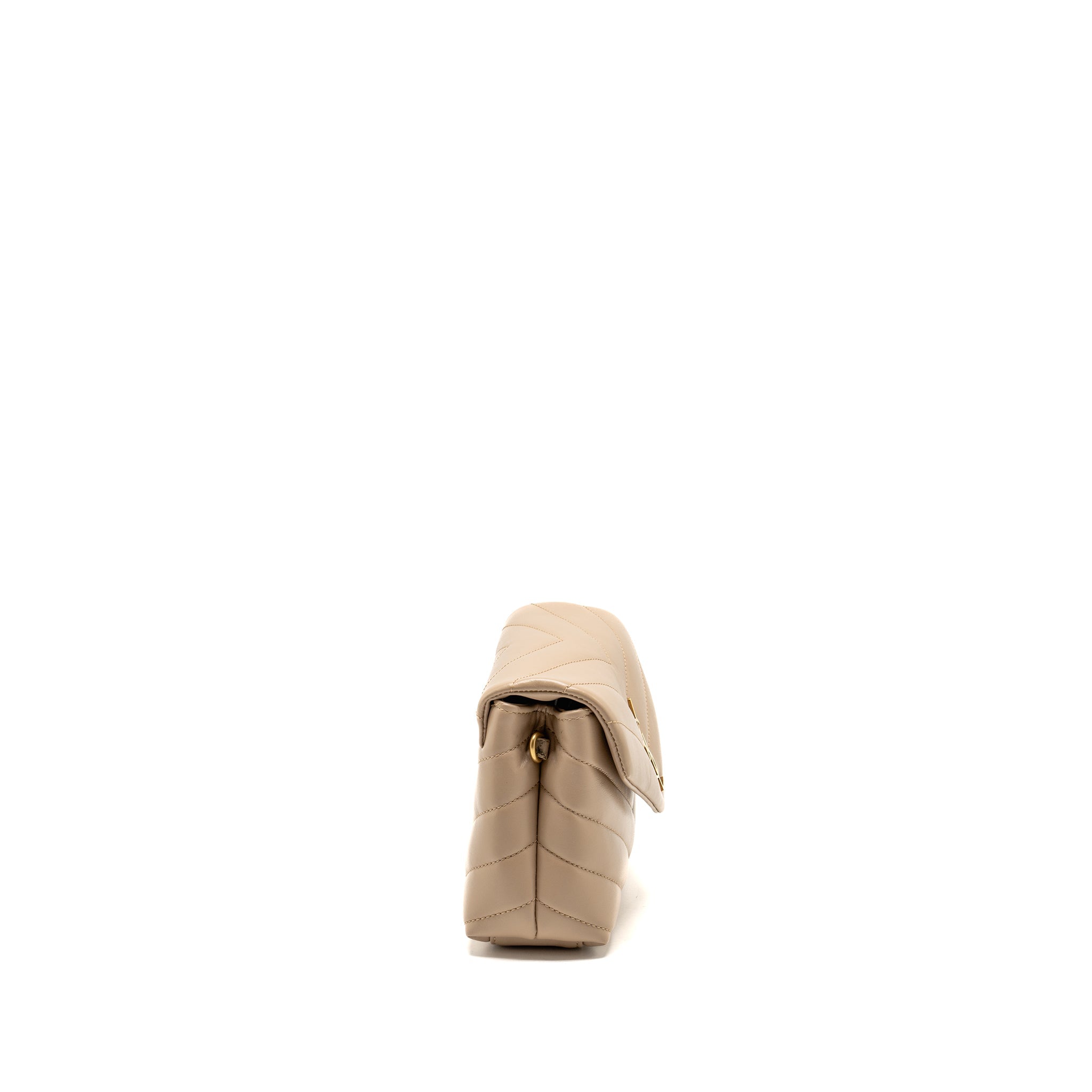 SAINT LAURENT/YSL MINI TOY LOULOU STRAP BAG CALFSKIN DARK BEIGE GHW