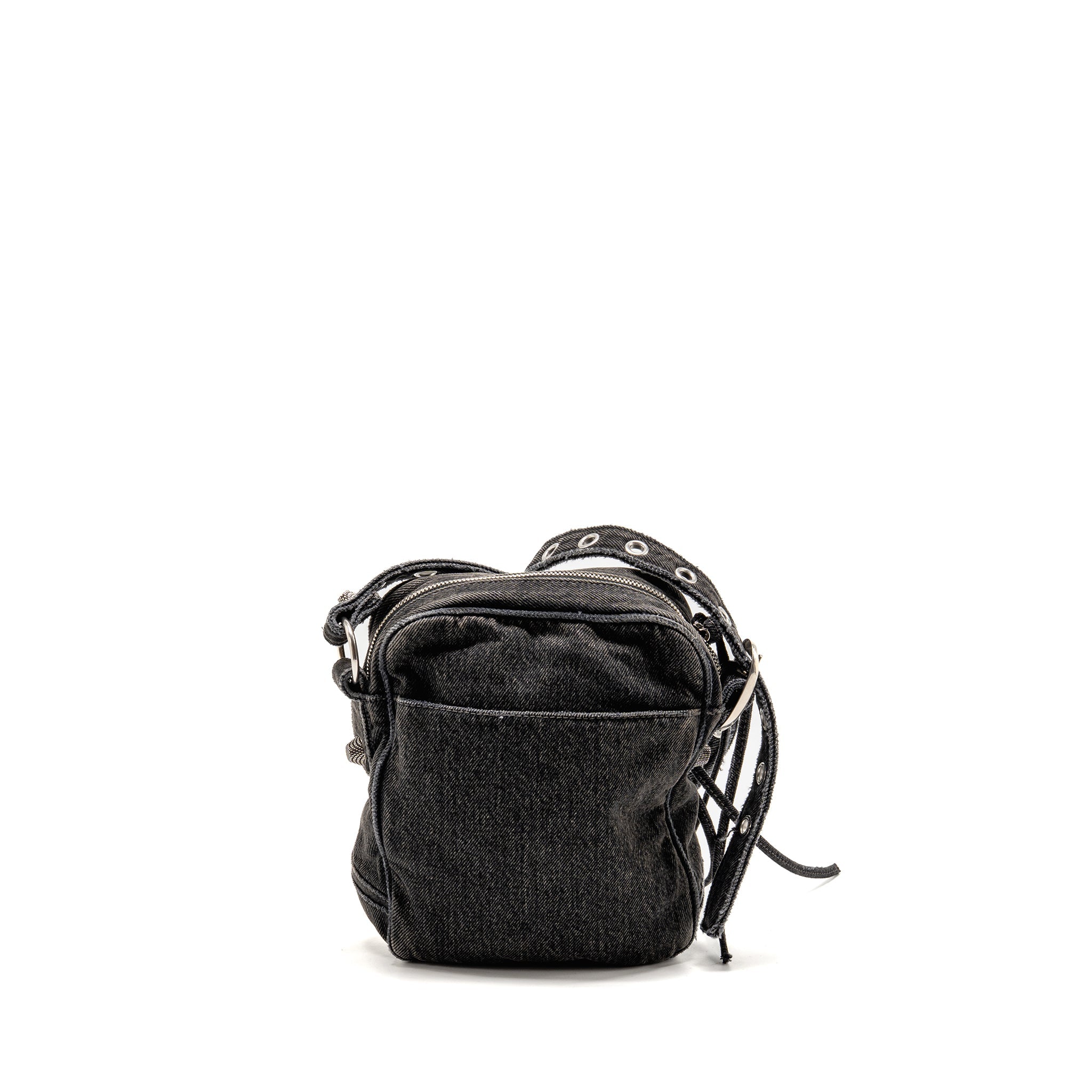 BALENCIAGA LE CAGOLE CROSSBODY BAG DENIM BLACK SHW