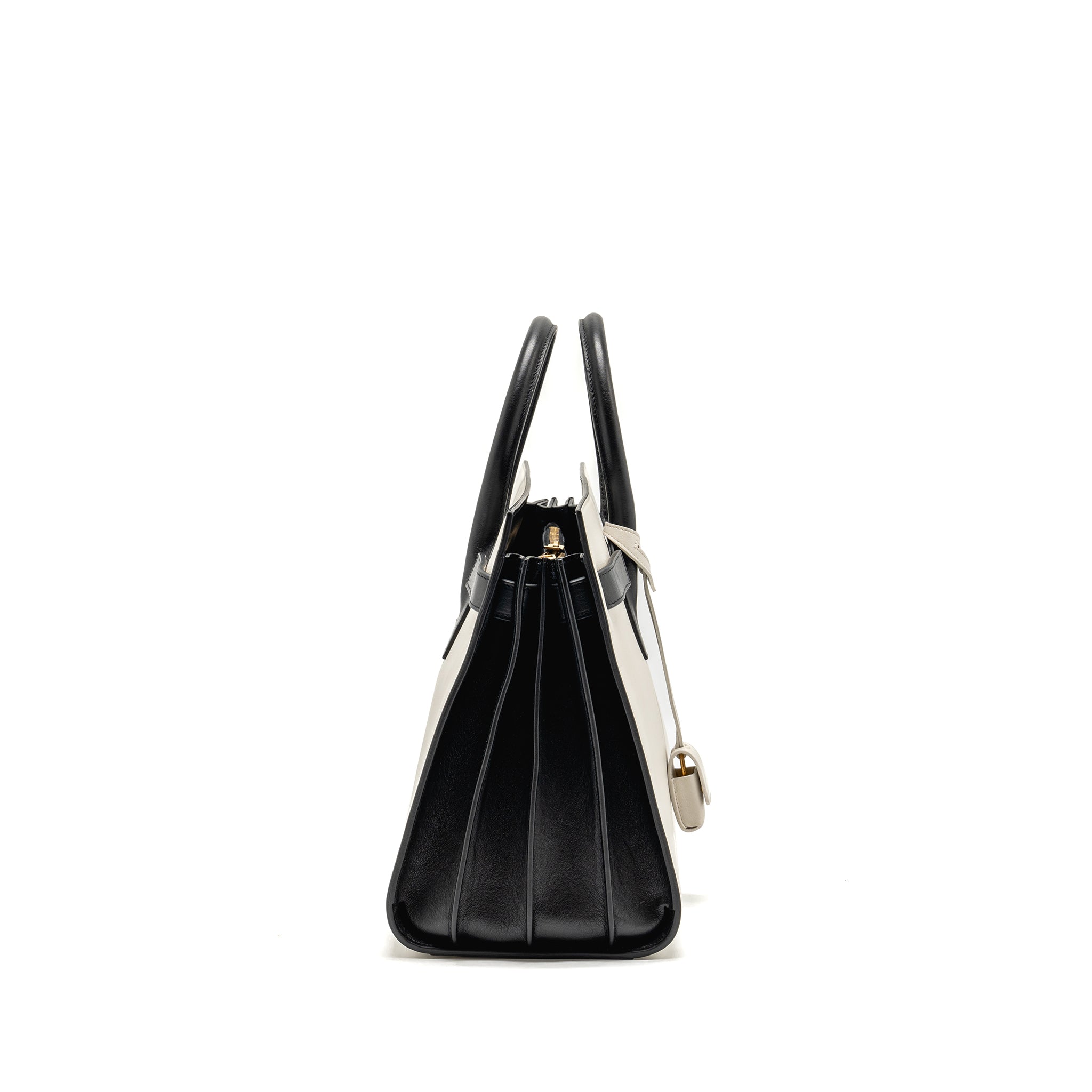 SAINT LAURENT /YSL SMALL SAC DE JOUR TOTE BAG CALFSKIN WHITE / BLACK GHW