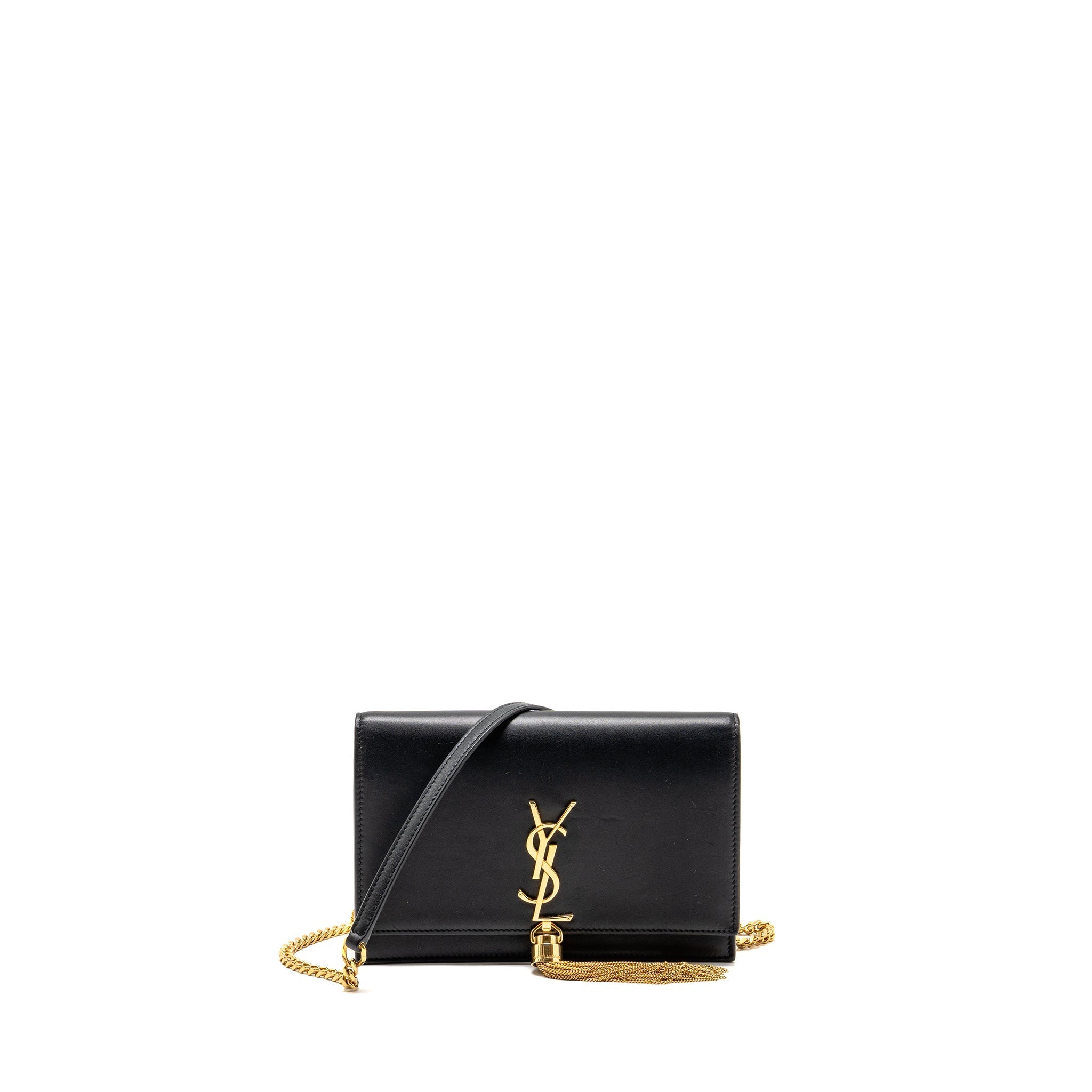 SAINT LAURENT/YSL SMALL TASSEL KATE BAG CALFSKIN BLACK GHW