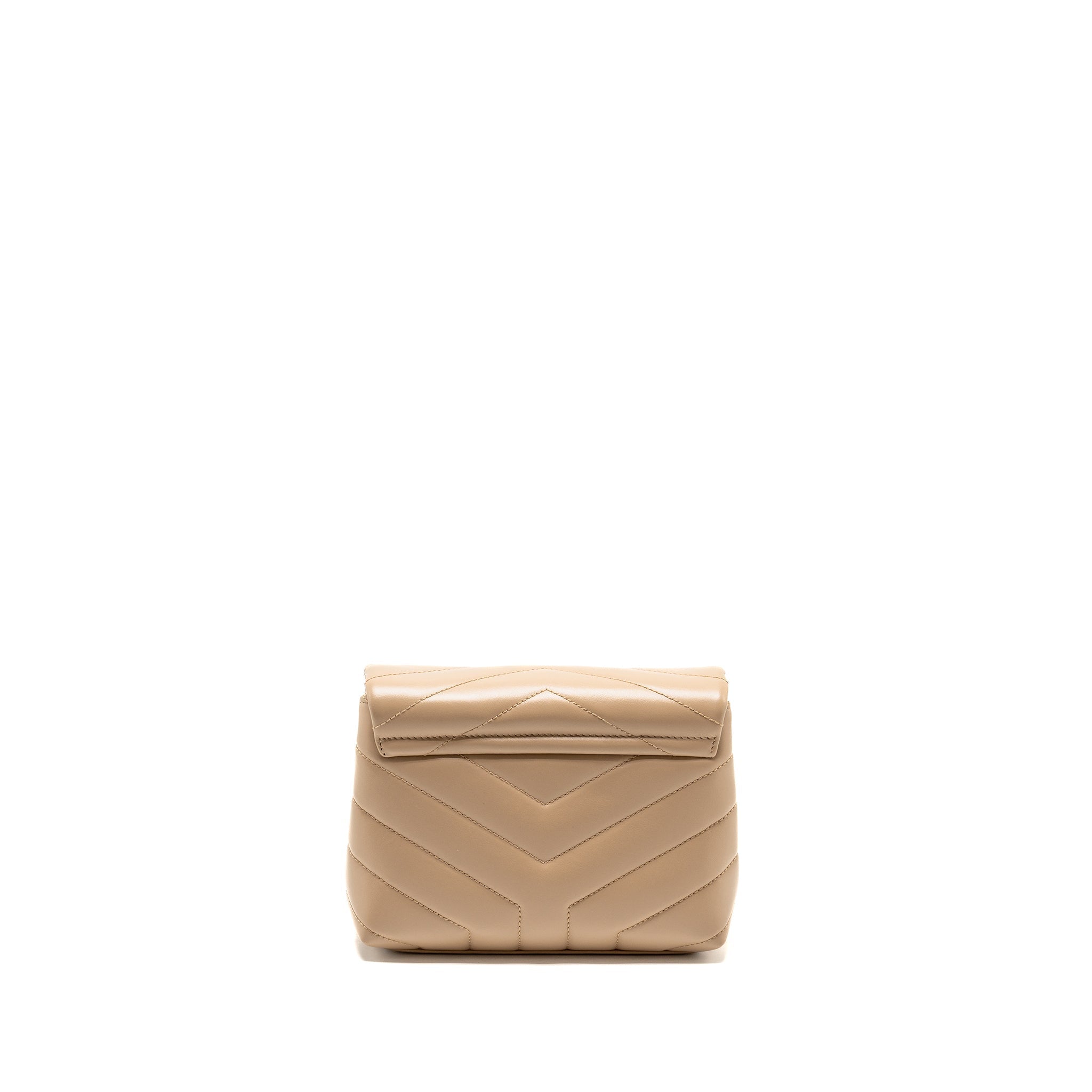 SAINT LAURENT/YSL MINI TOY LOULOU STRAP BAG CALFSKIN DARK BEIGE GHW