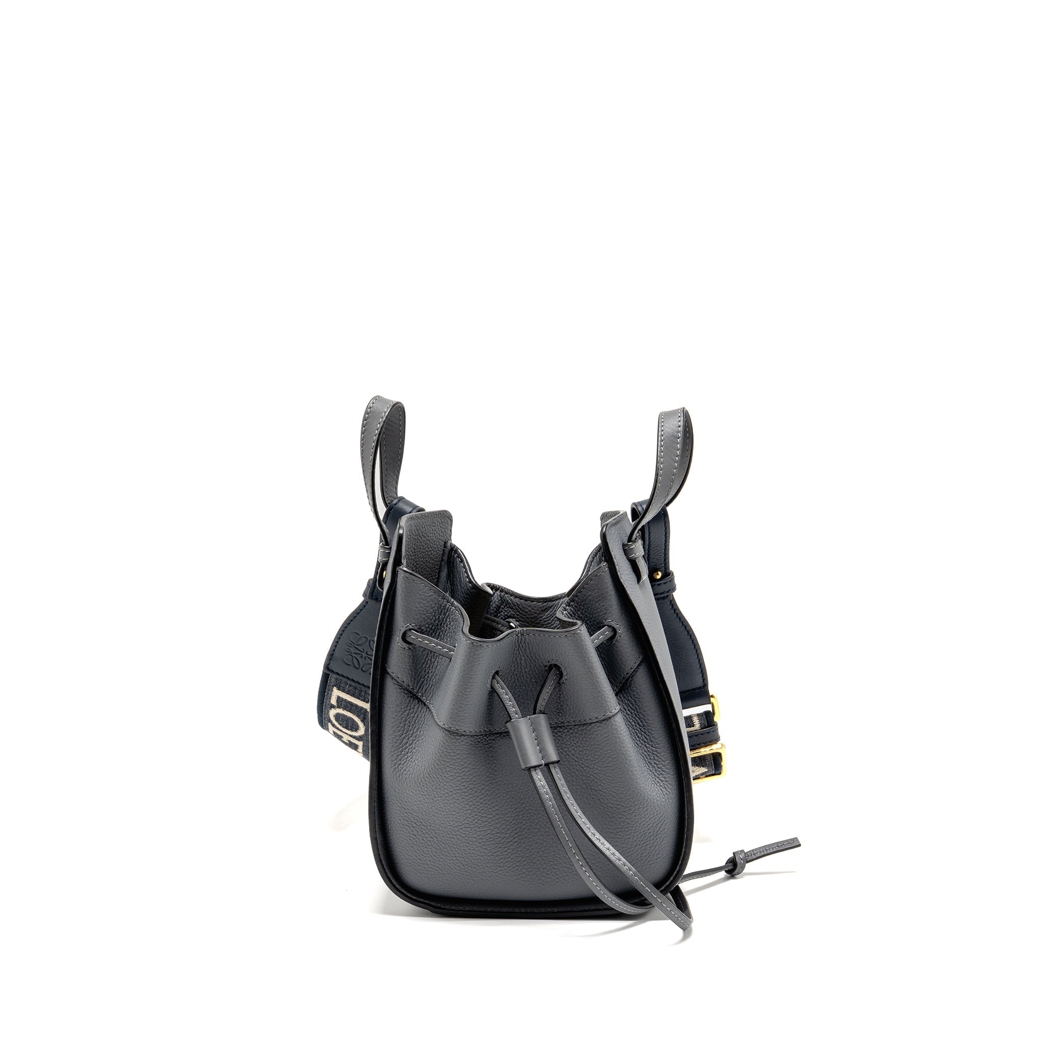 LOEWE MINI HAMMOCK DRAWSTRING BAG GRAINED CALFSKIN GREY GHW
